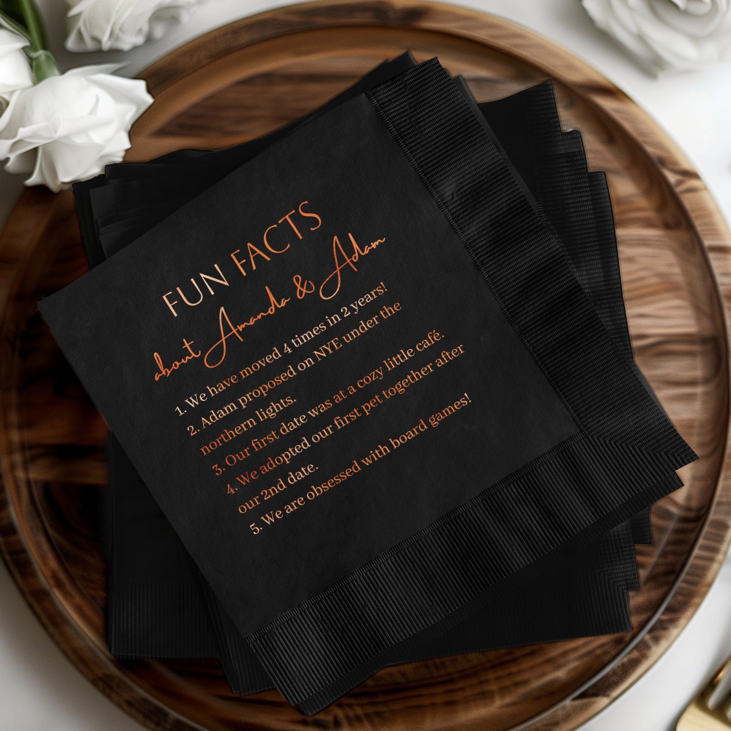 Personalized Fun Facts Bridal Themed Party Napkin product type
