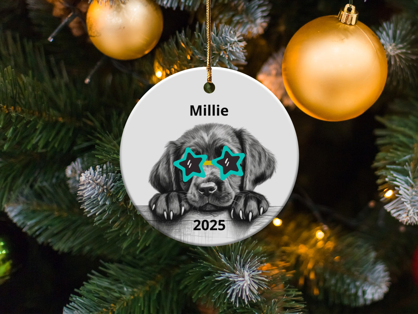 Millie Puppy Dog Star Glasses Christmas Ornament product