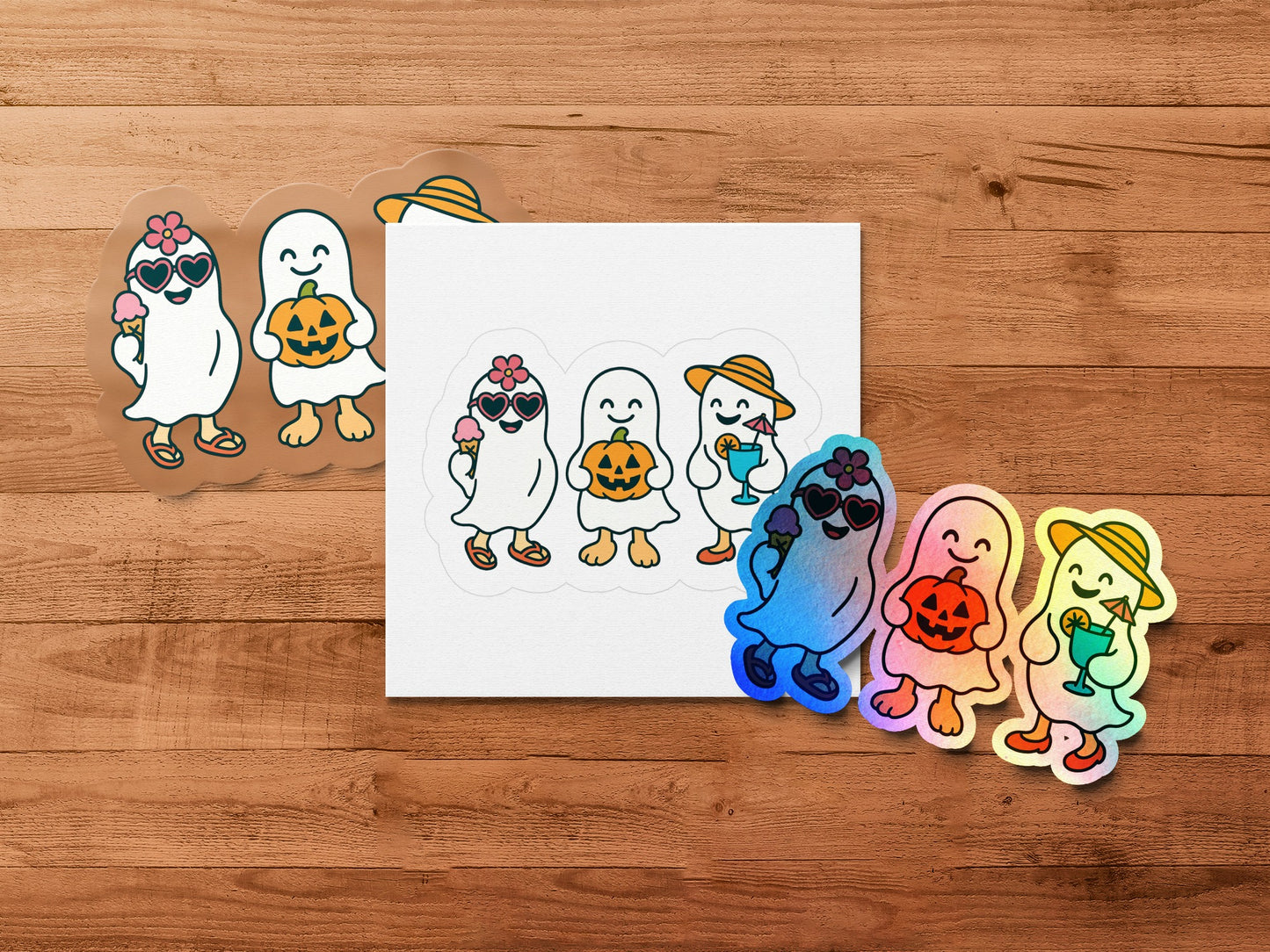 Cute Ghost Stickers, Halloween Theme, Colorful Cartoon Ghosts, Pumpkin Ghosts, Kids Party Favors, Scrapbooking Essentials