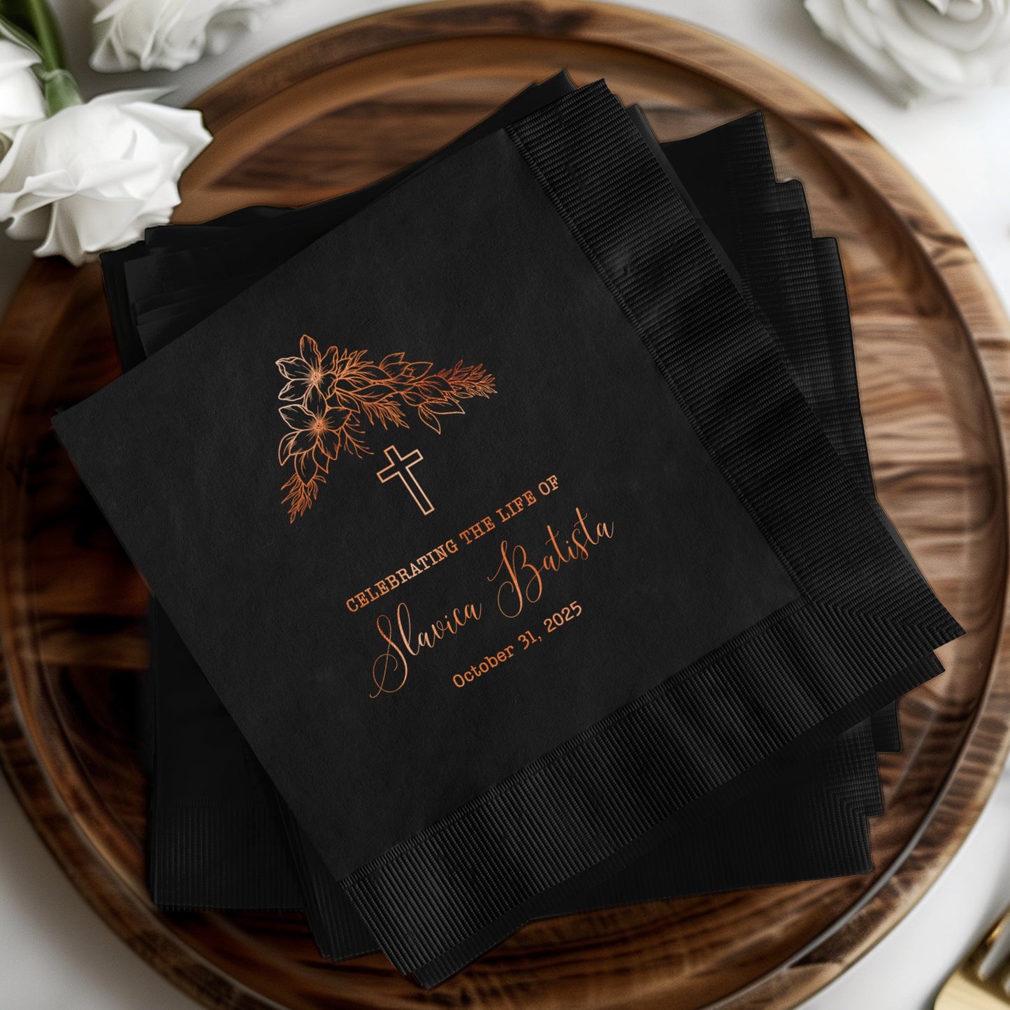 Celebrating Life Event Custom Black Napkins Product