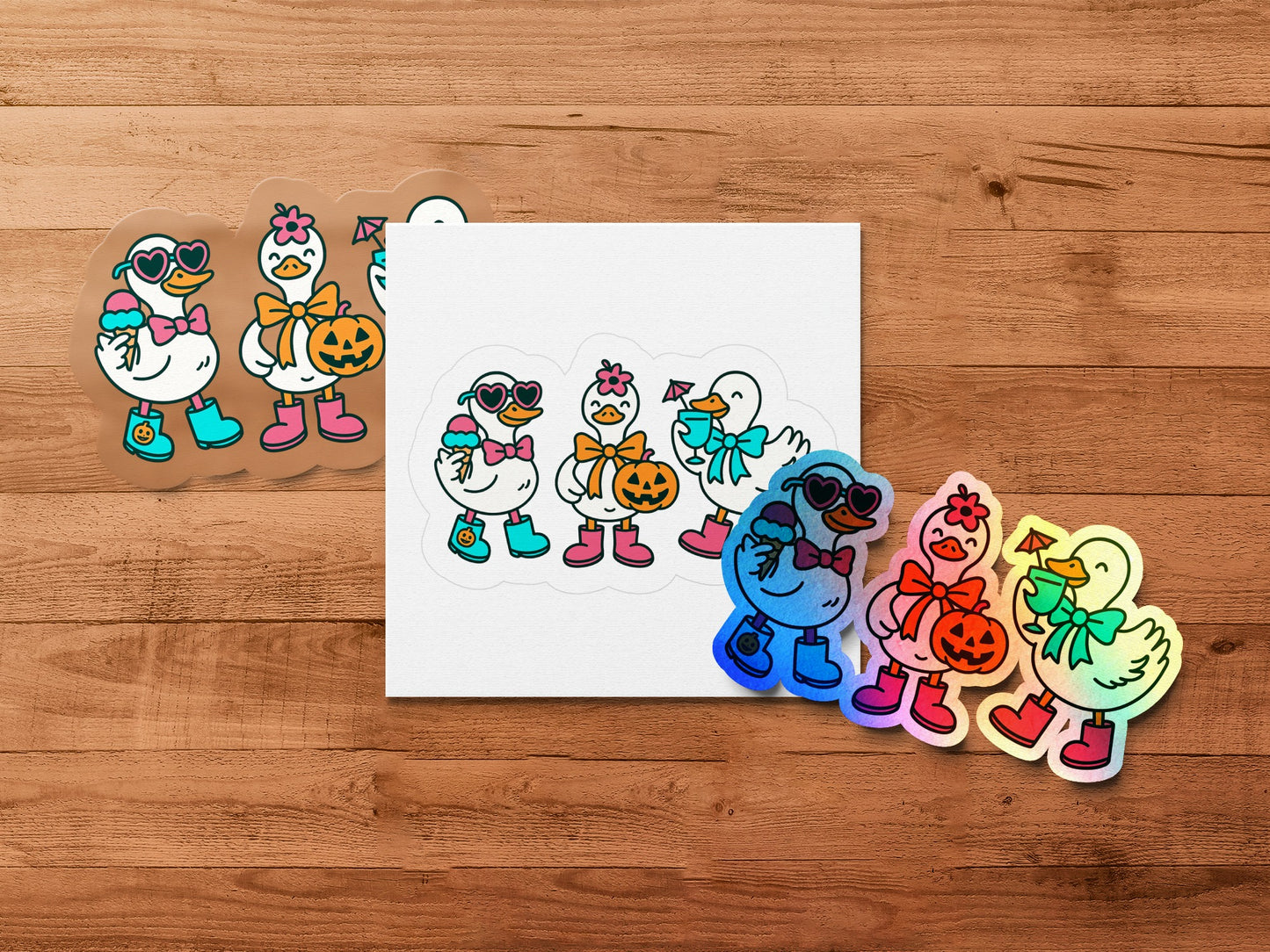 Cute Halloween Duck Stickers, Colorful Fall Themed Decals, Spooky Season Duckling Sticker Pack for Crafts and Decor