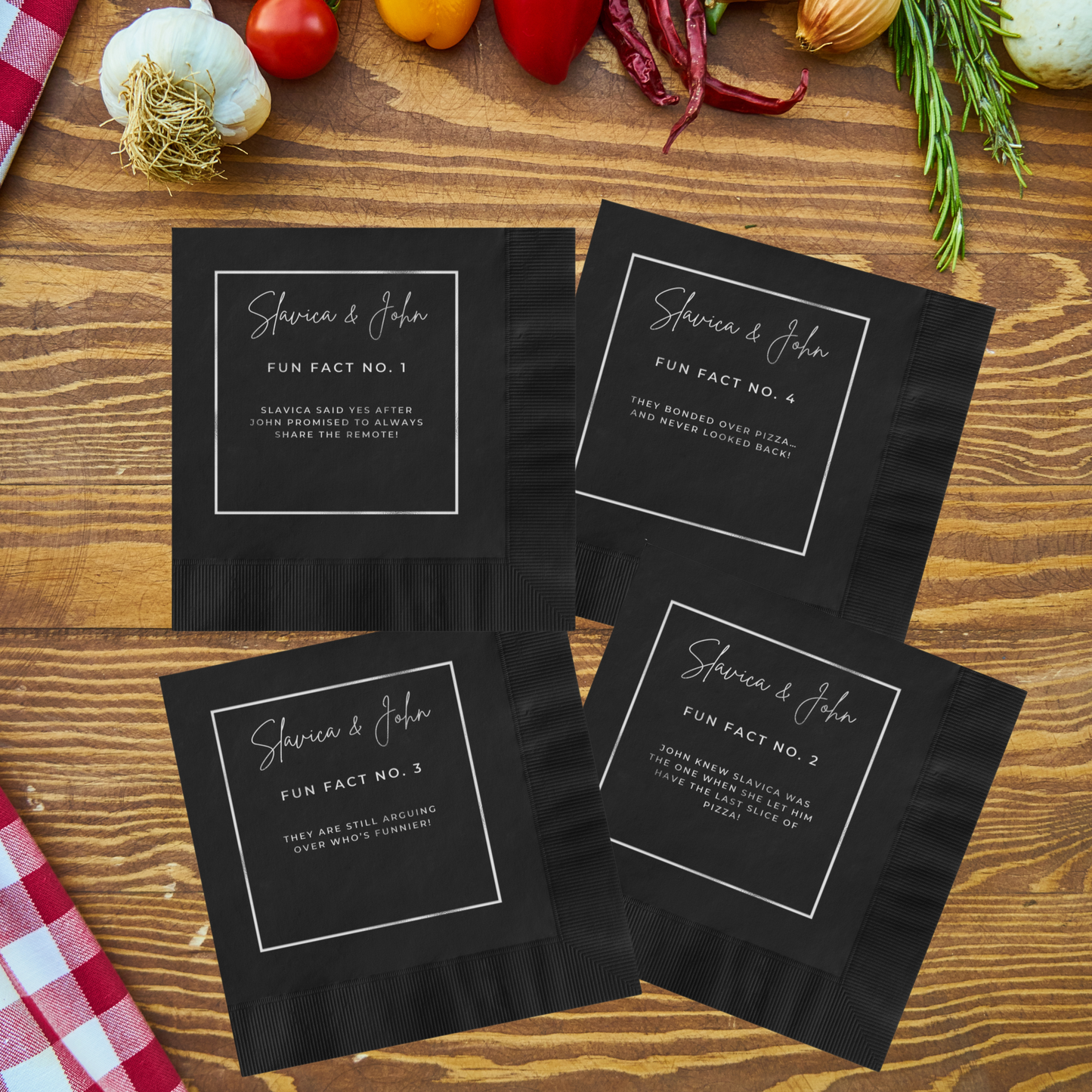 Personalized Wedding Napkins, Custom Comedy Wedding Napkins, Fun Fact Napkins, Unique Wedding Party Favor, Wedding Reception Decor