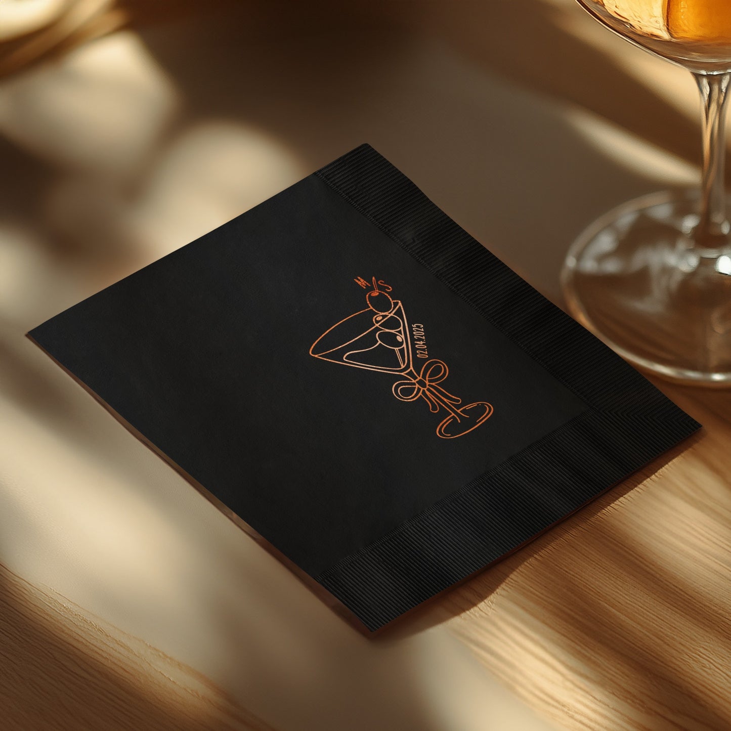 Elegant Black Napkin with Cocktail Design product