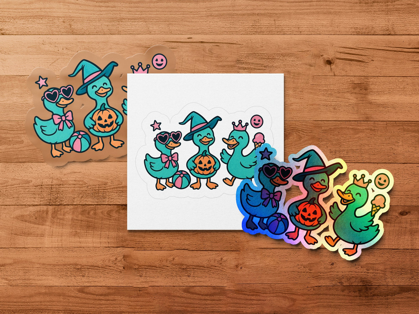 Cute Halloween Duck Stickers, Colorful Witch Costume Ducks, Vinyl Decal Set, Festive Autumn Ducklings, Scrapbooking and Crafting Supplies