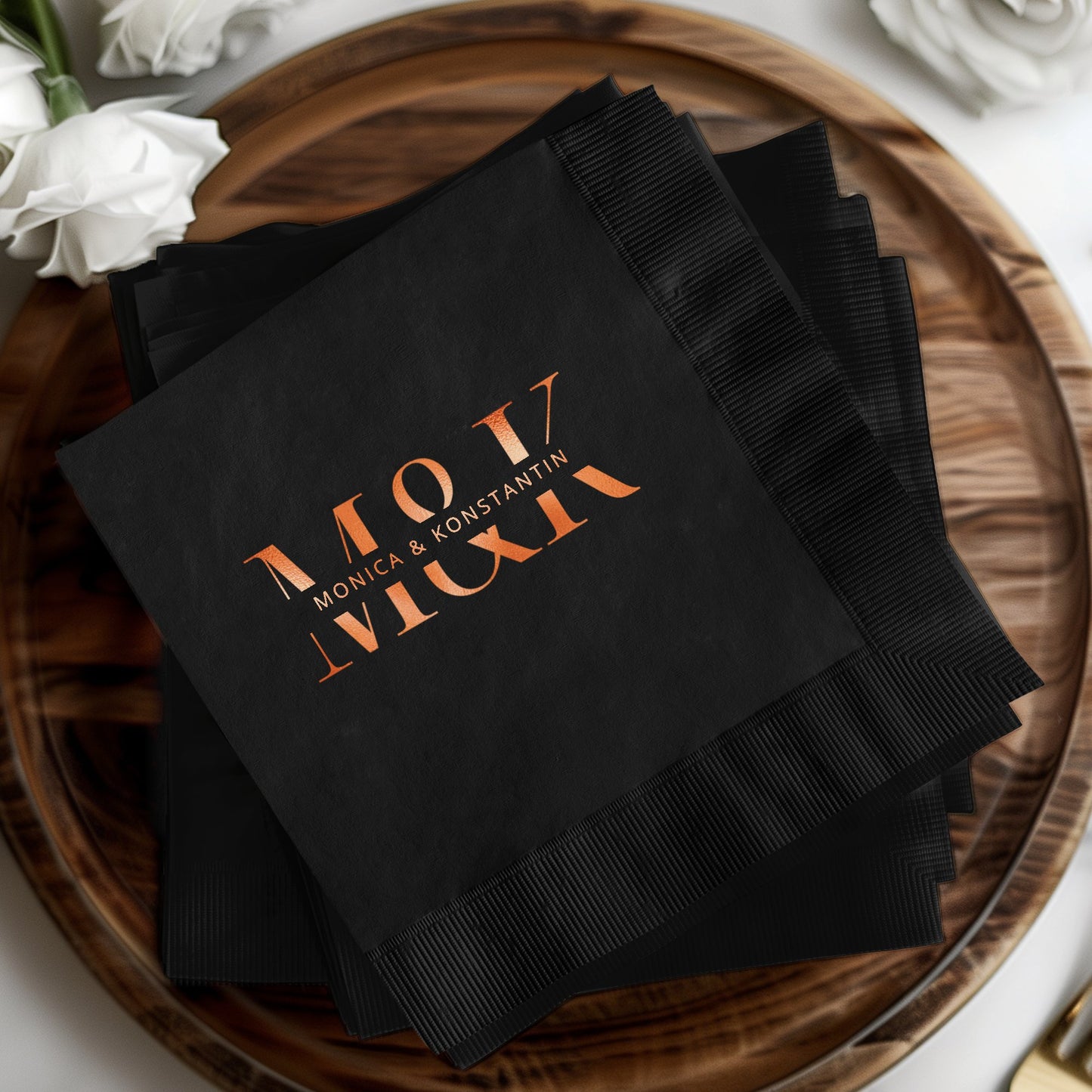 Personalized Black Napkins with Custom Initials product