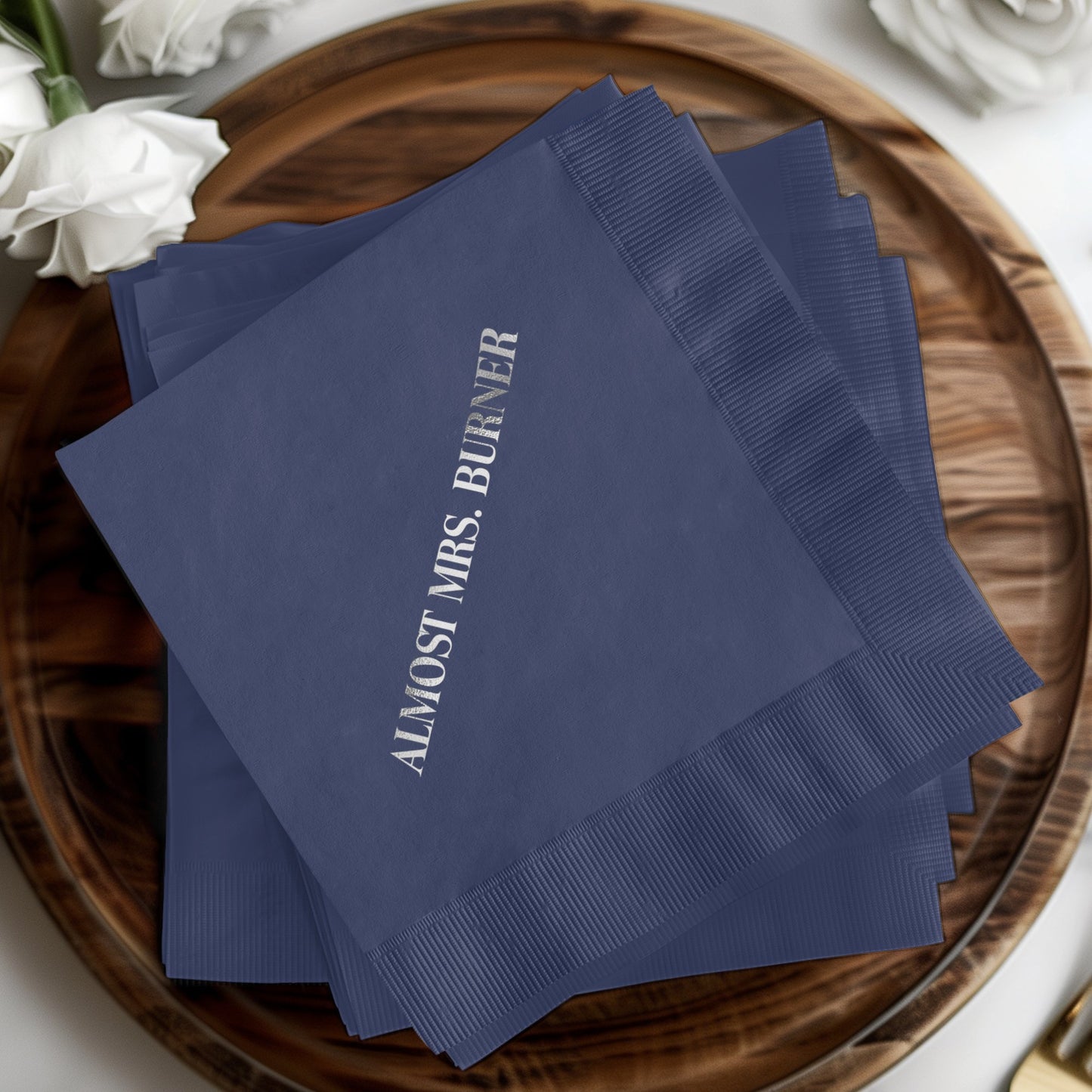 Personalized Almost Mrs. Burner Navy Blue Napkins product