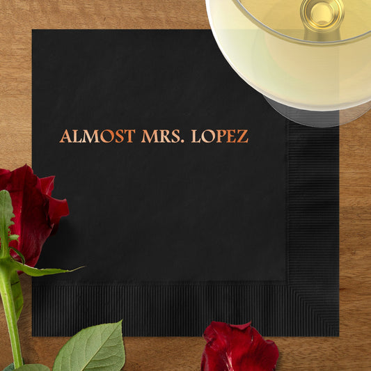 Almost Mrs. Lopez Black Personalized Napkins product