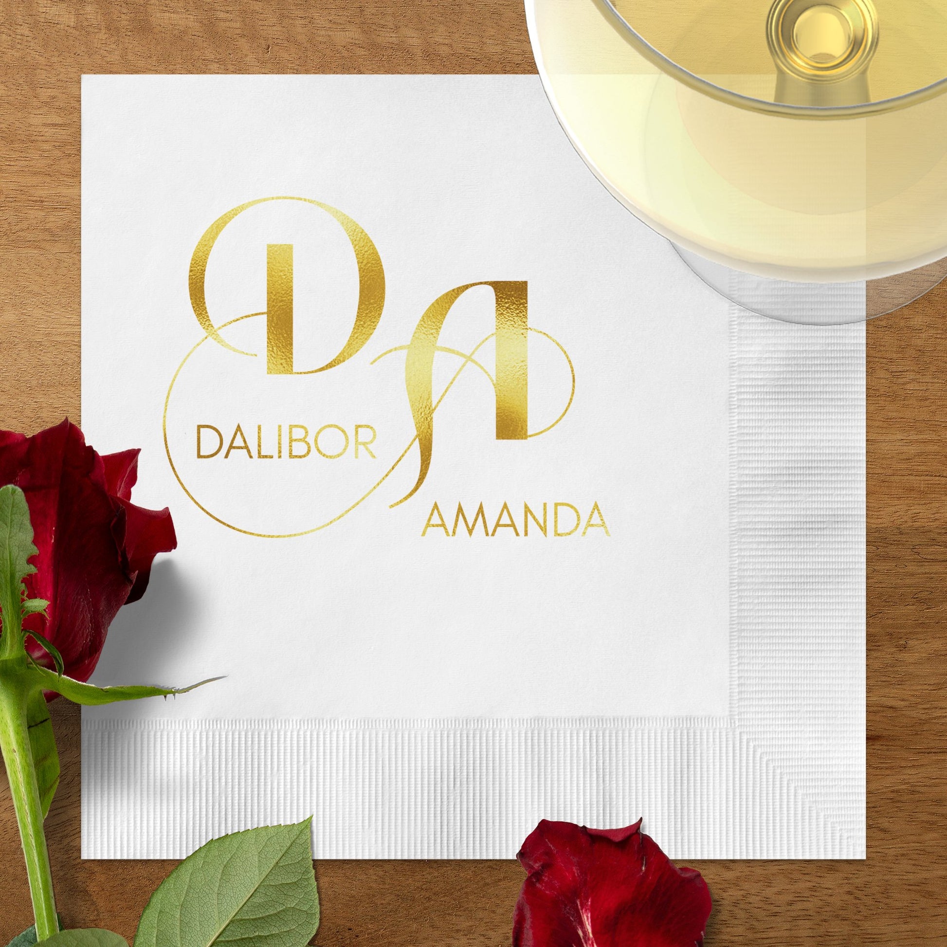 Custom Elegant Gold Lettering Napkin Product