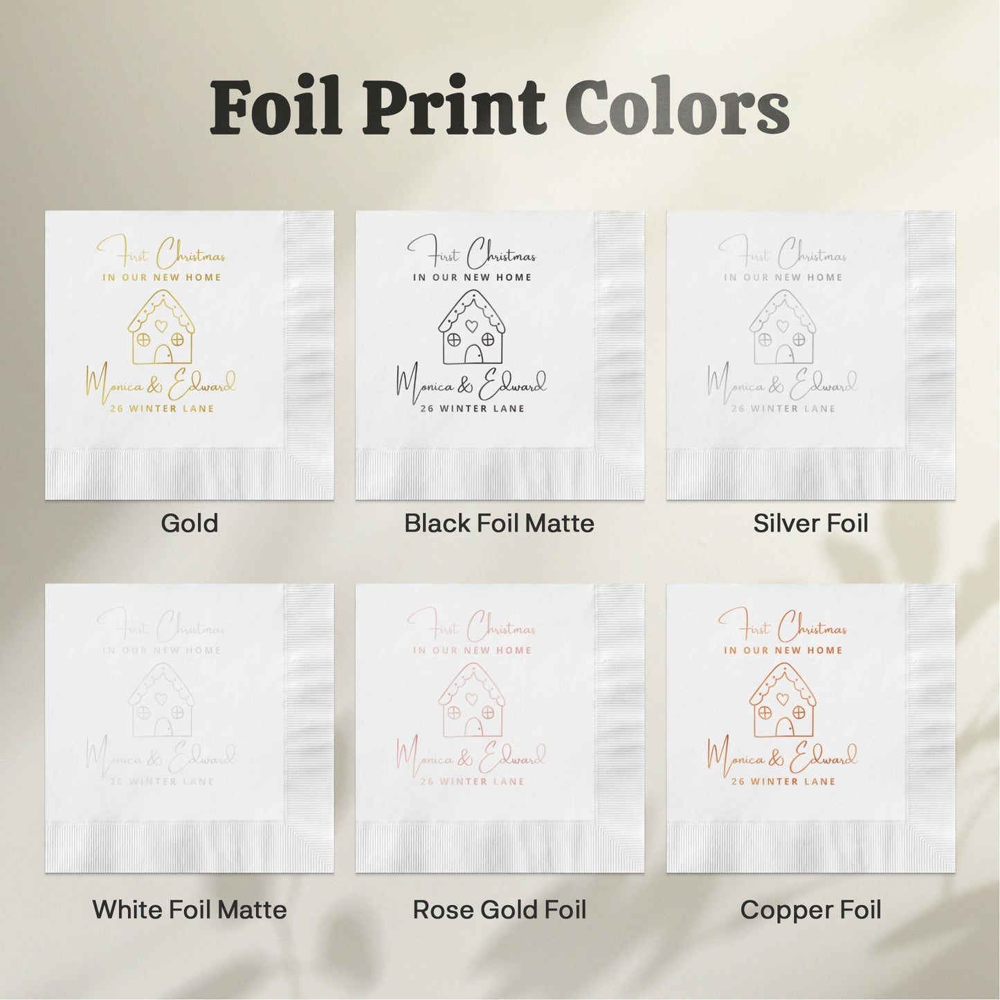 Foil Print Colors for Personalized Paper Napkins product