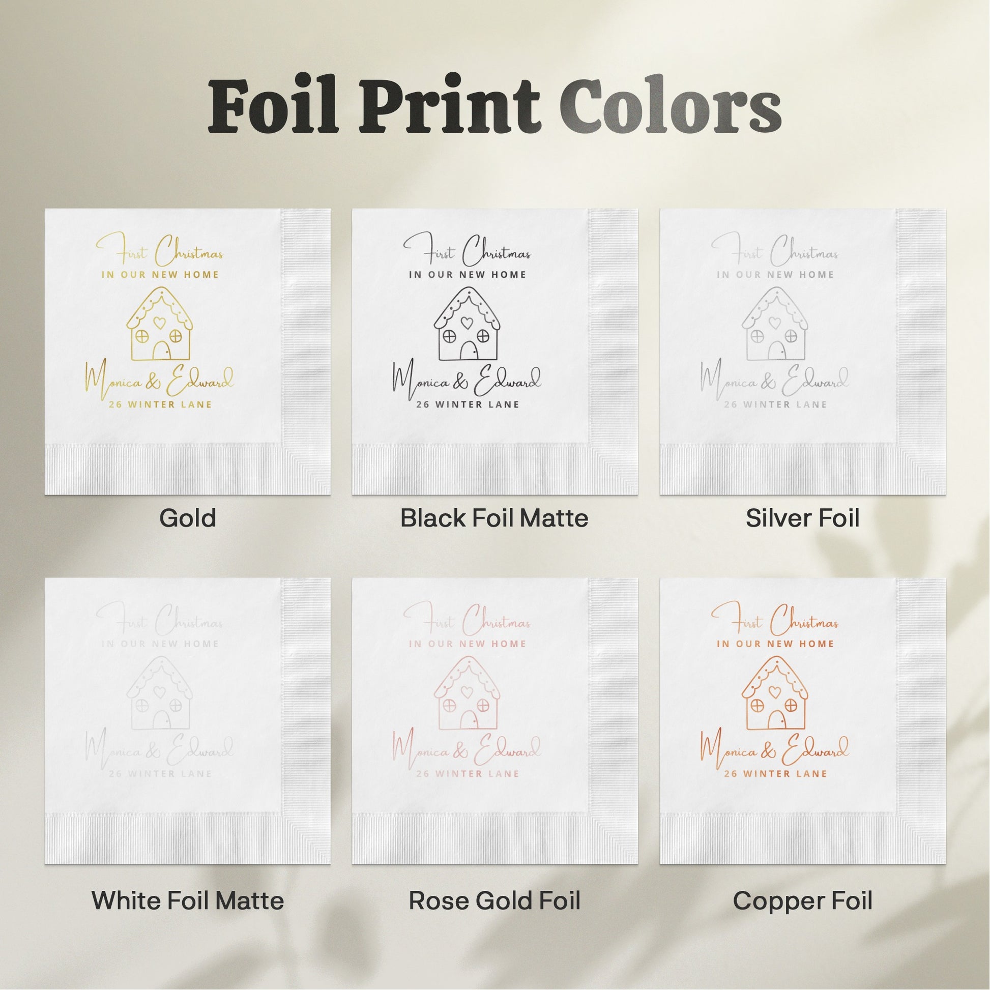 Foil Print Colors for Personalized Paper Napkins product