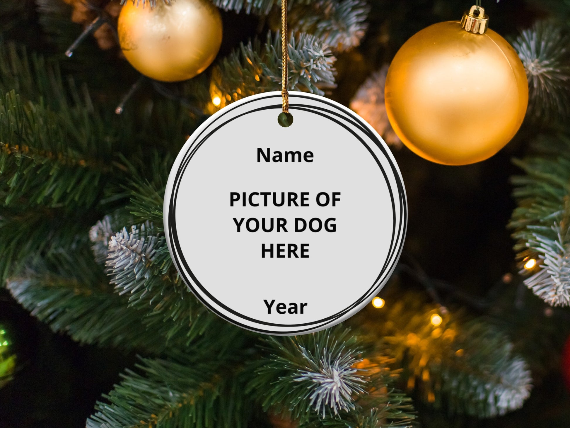 Custom Name Your Dog Photo Ornament Year product type