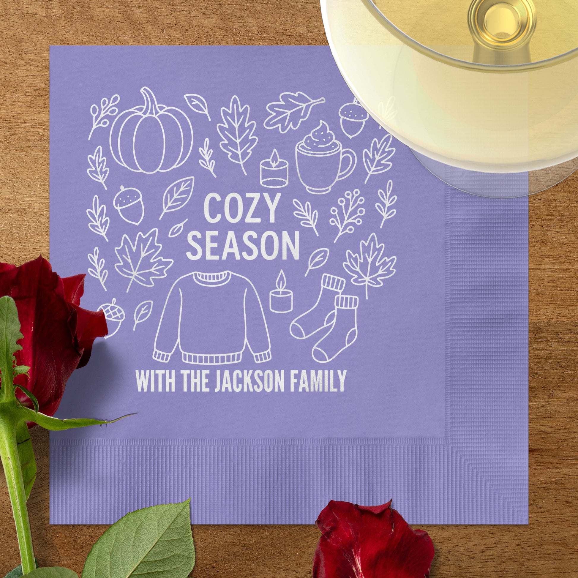 Purple Cozy Season Personalized Napkins product