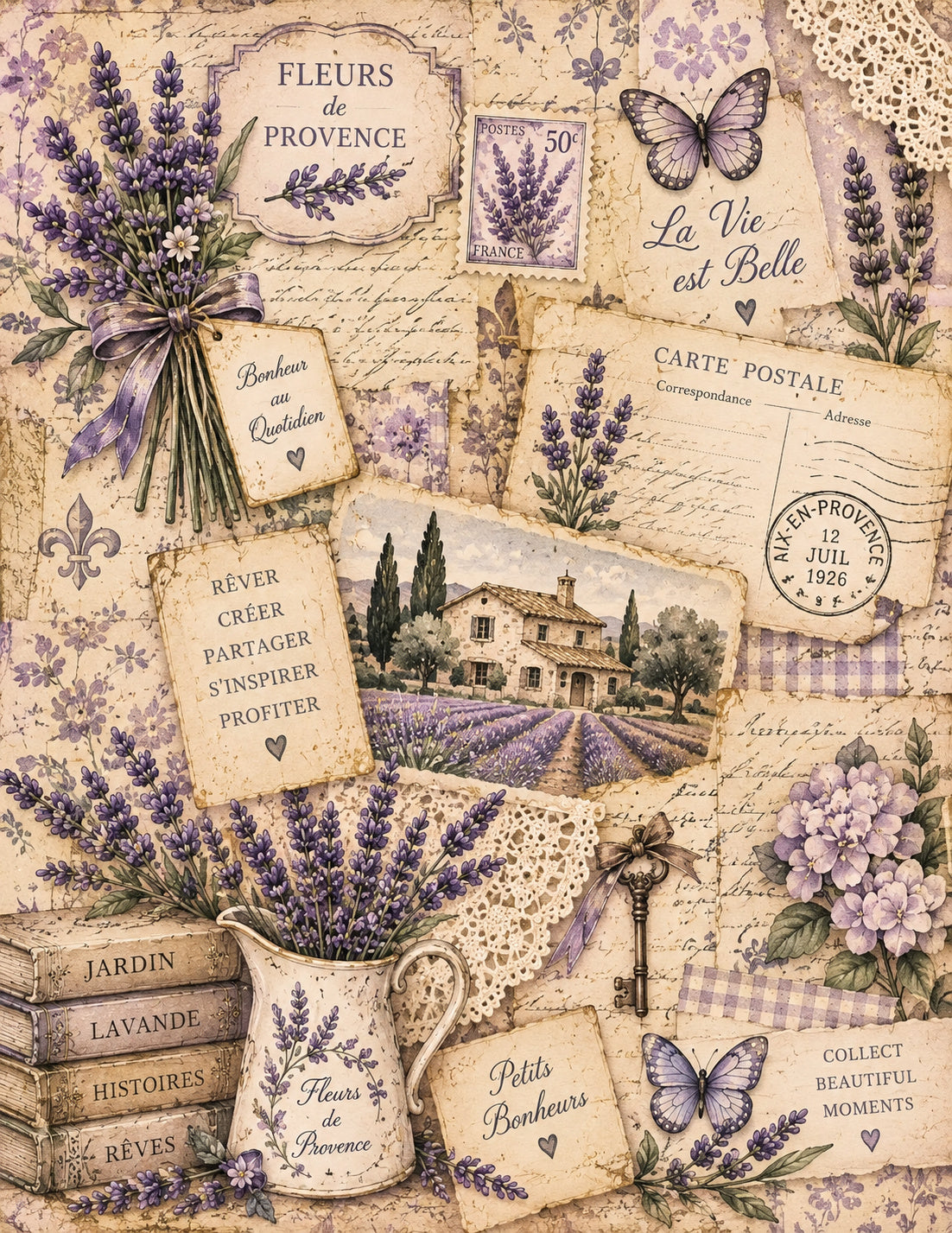 Amazon Book Pictures: Lavender Dreams Ephemera Colletion, Printable 100+ JPG Downloadable Images