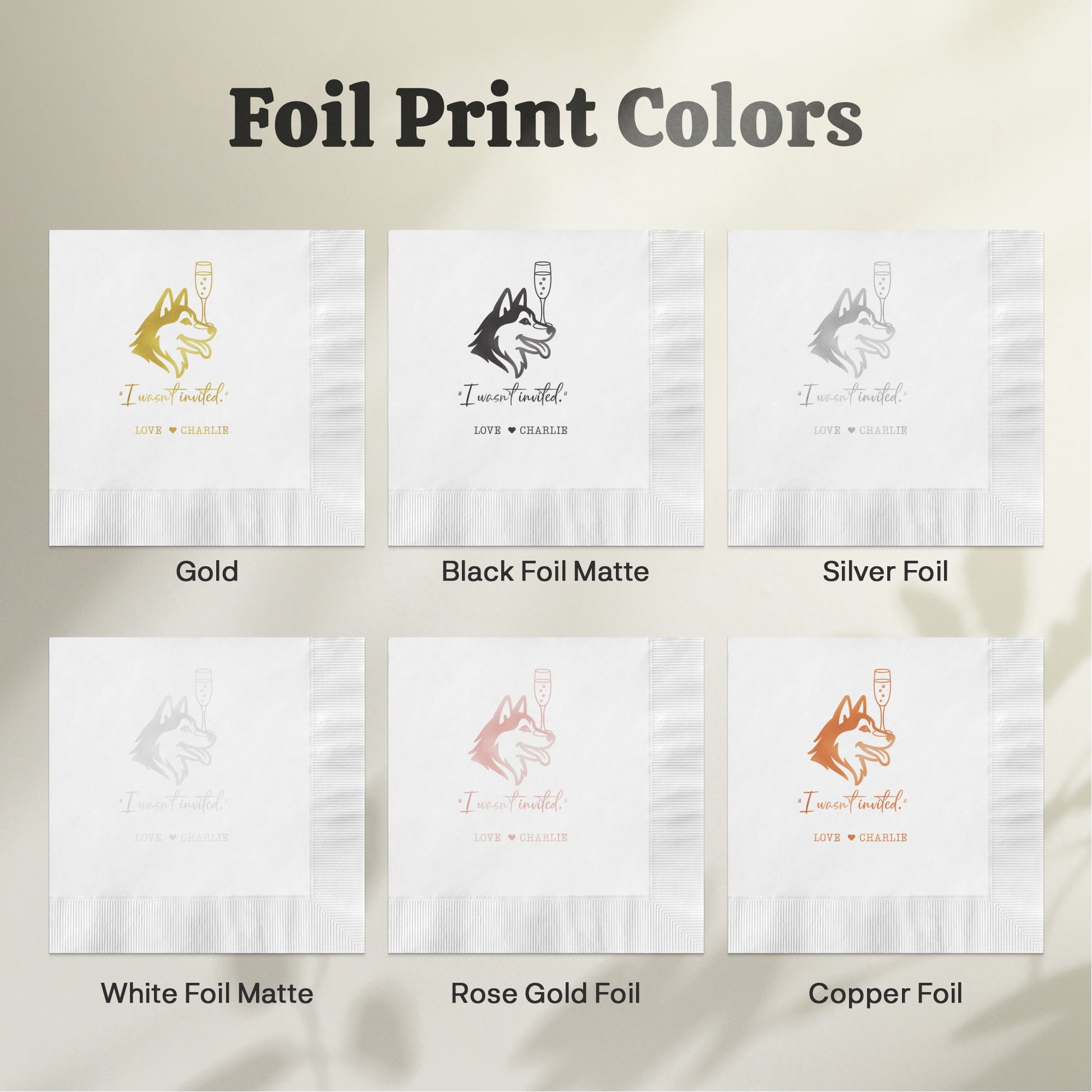 Foil Print Colors Custom Napkin Design Options