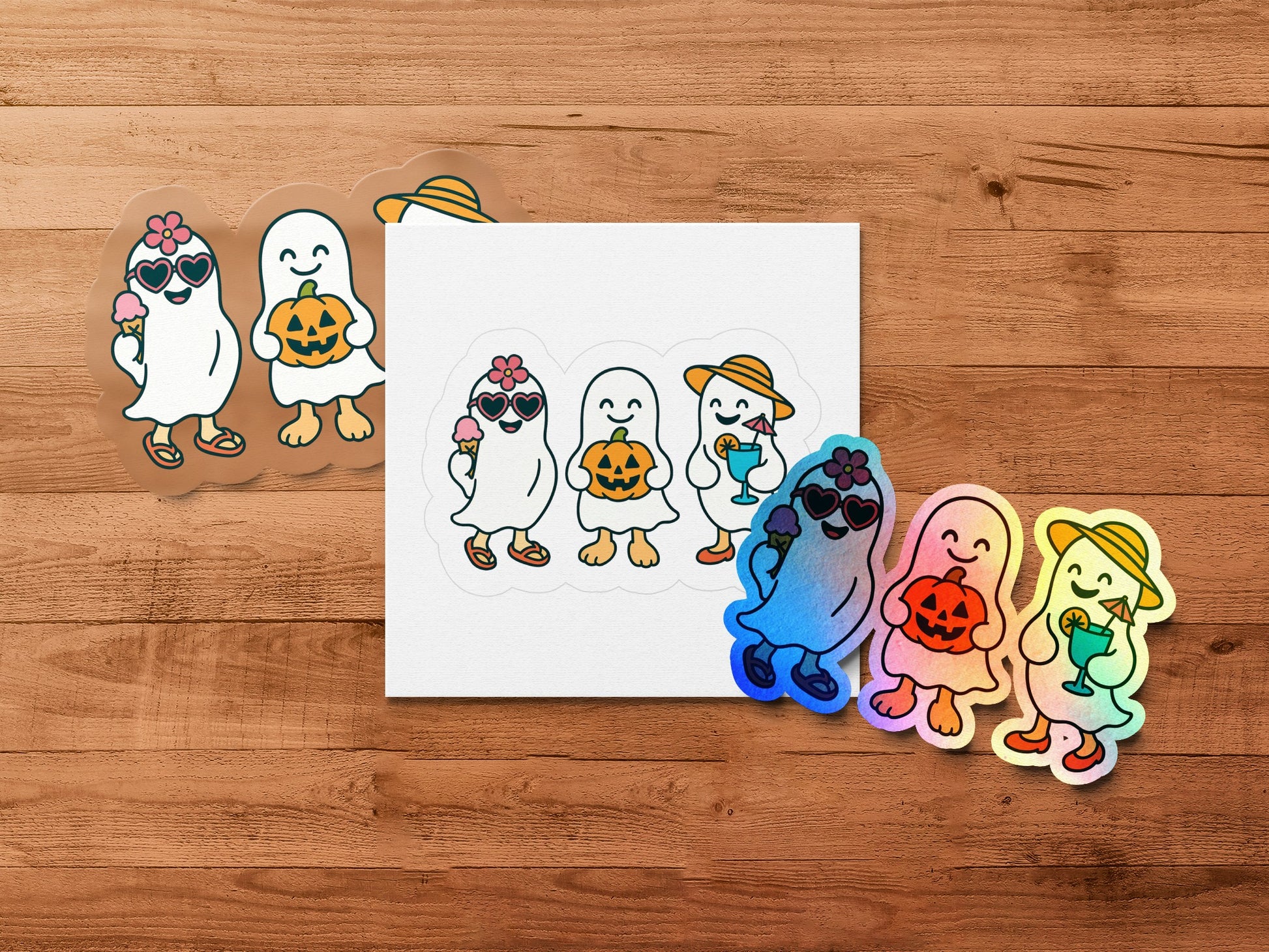 Cute Ghost Stickers, Halloween Theme, Colorful Cartoon Ghosts, Pumpkin Ghosts, Kids Party Favors, Scrapbooking Essentials