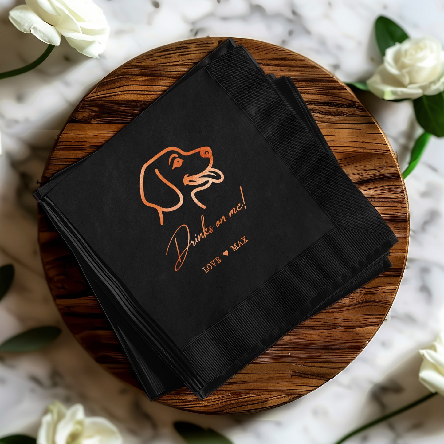 Personalized Dog Themed Drinks on Me Napkins