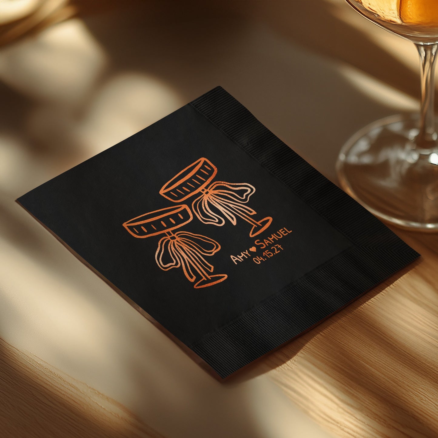 Elegant Black Custom Napkins with Stylish Print product type