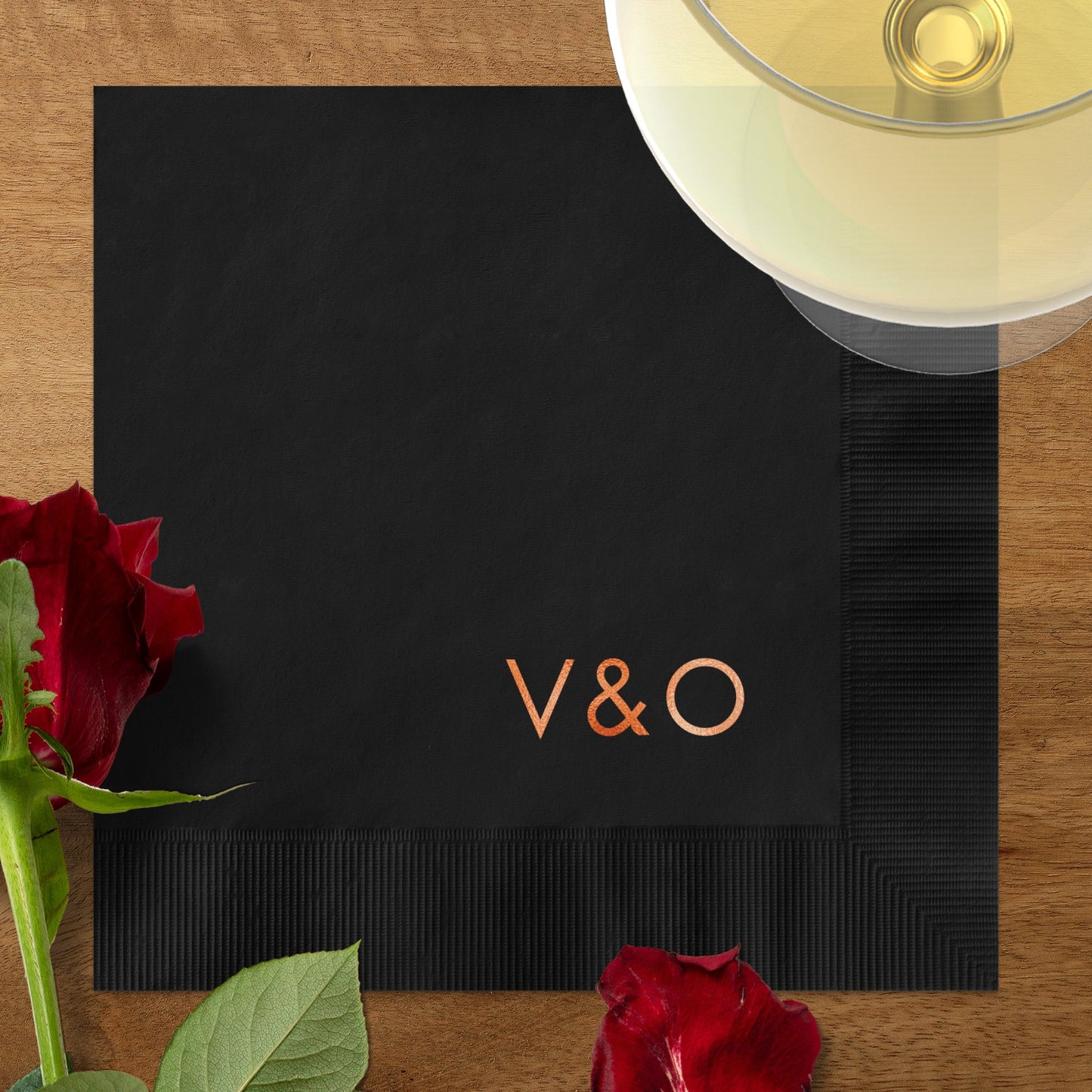 Rose Decorated Black Party Napkin product type