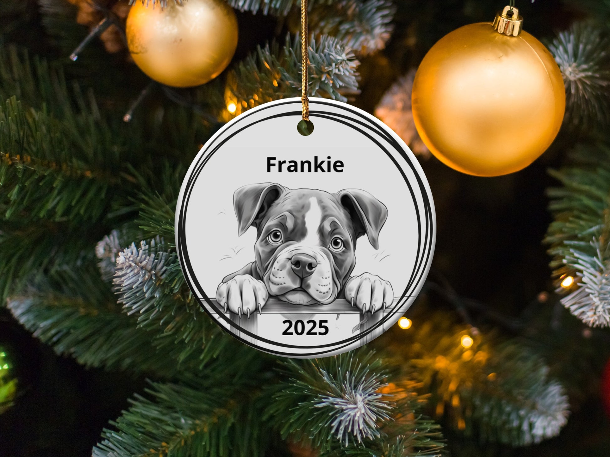 Personalized Dog Year Christmas Ornament Product