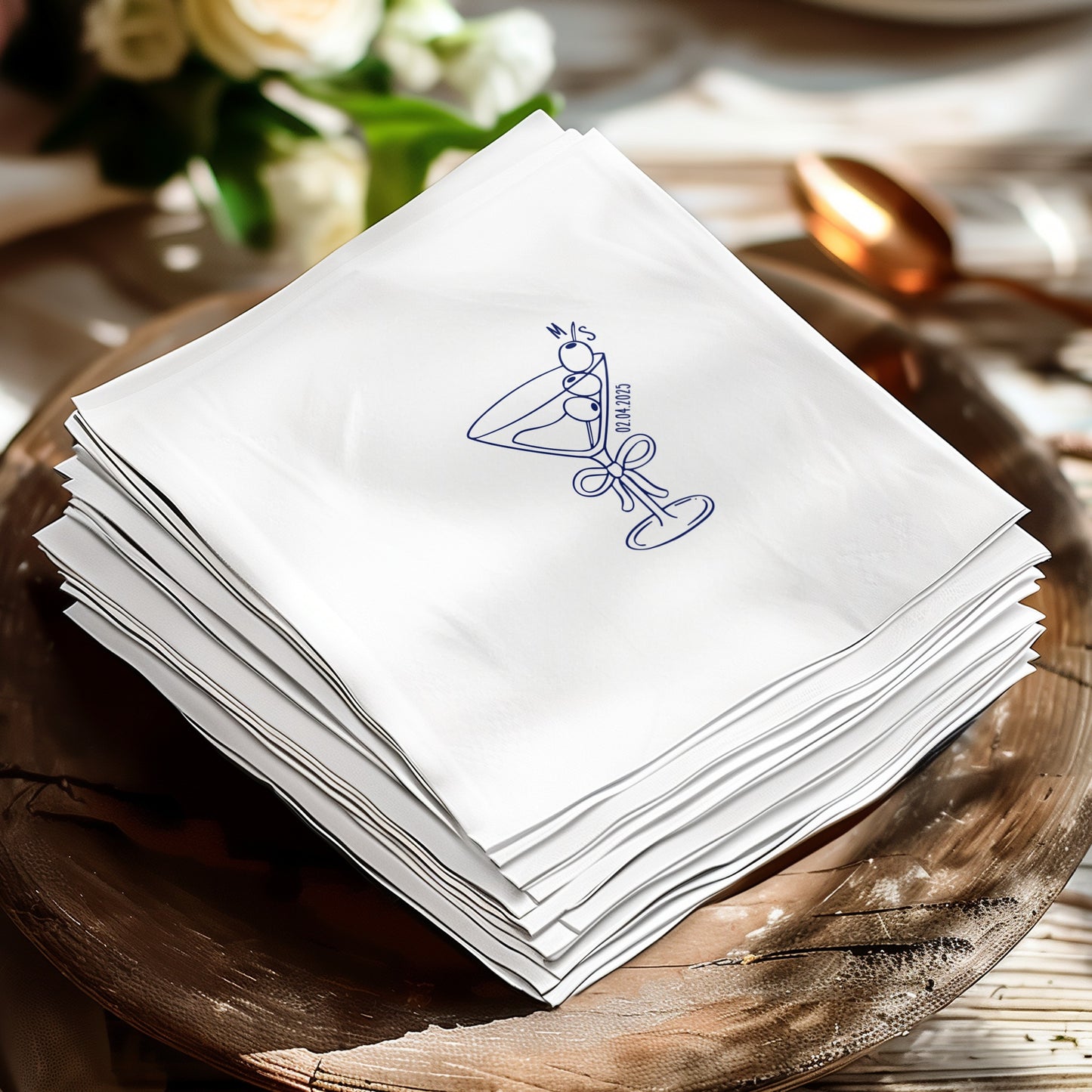 Elegant Cocktail Design White Party Napkin product type