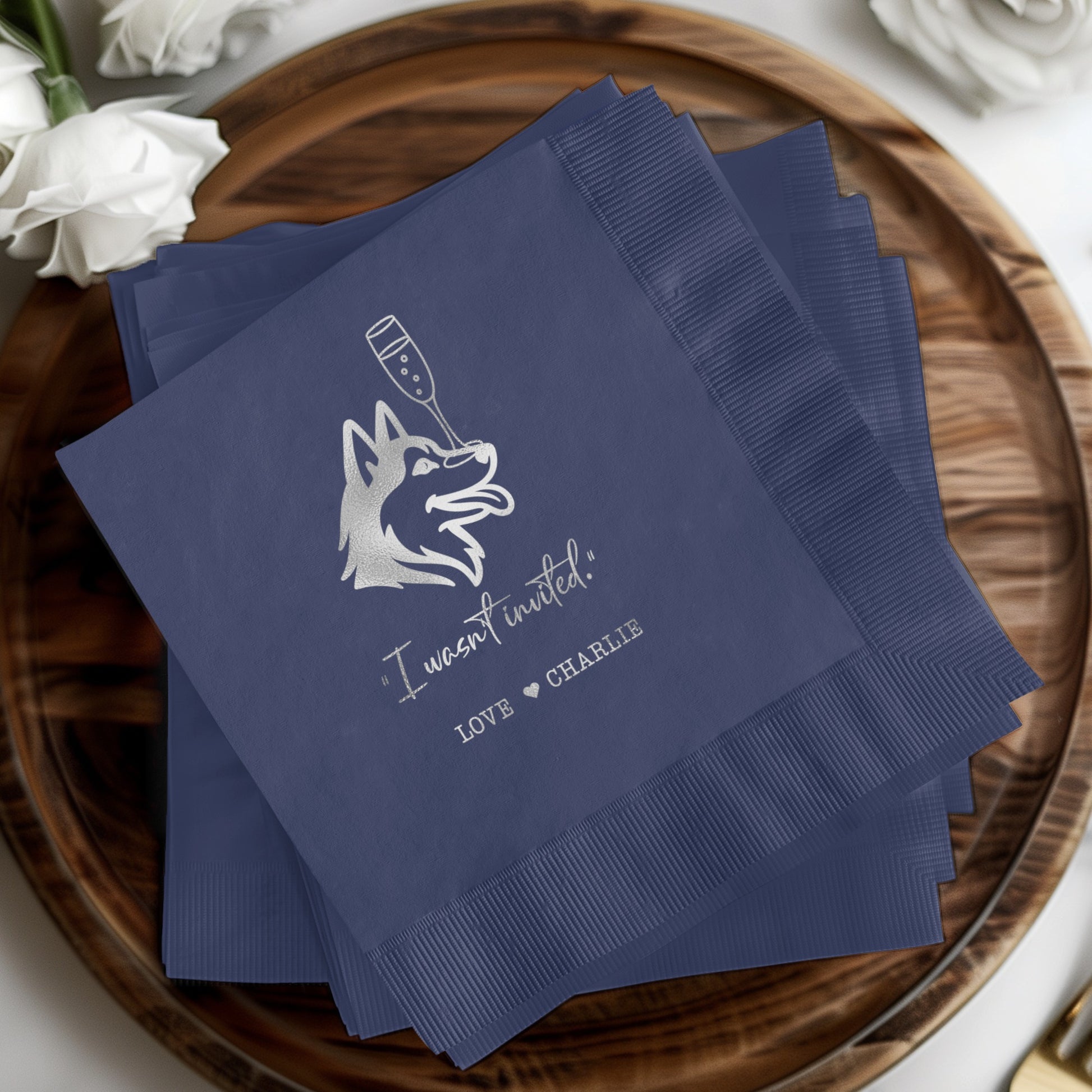 Customized I Wasn't Invited Napkins with Pet Illustration