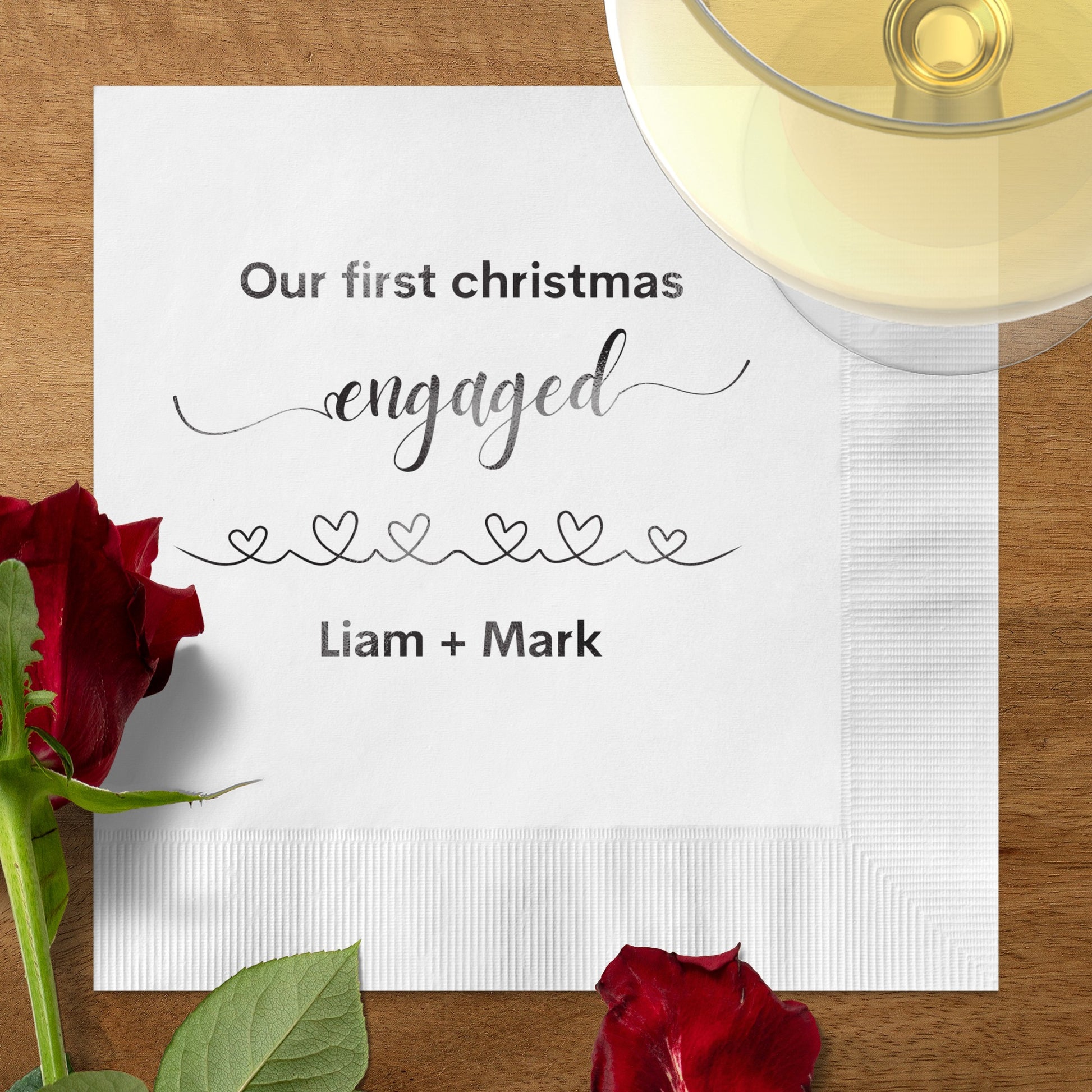 Our First Christmas Engaged Custom Napkin product type