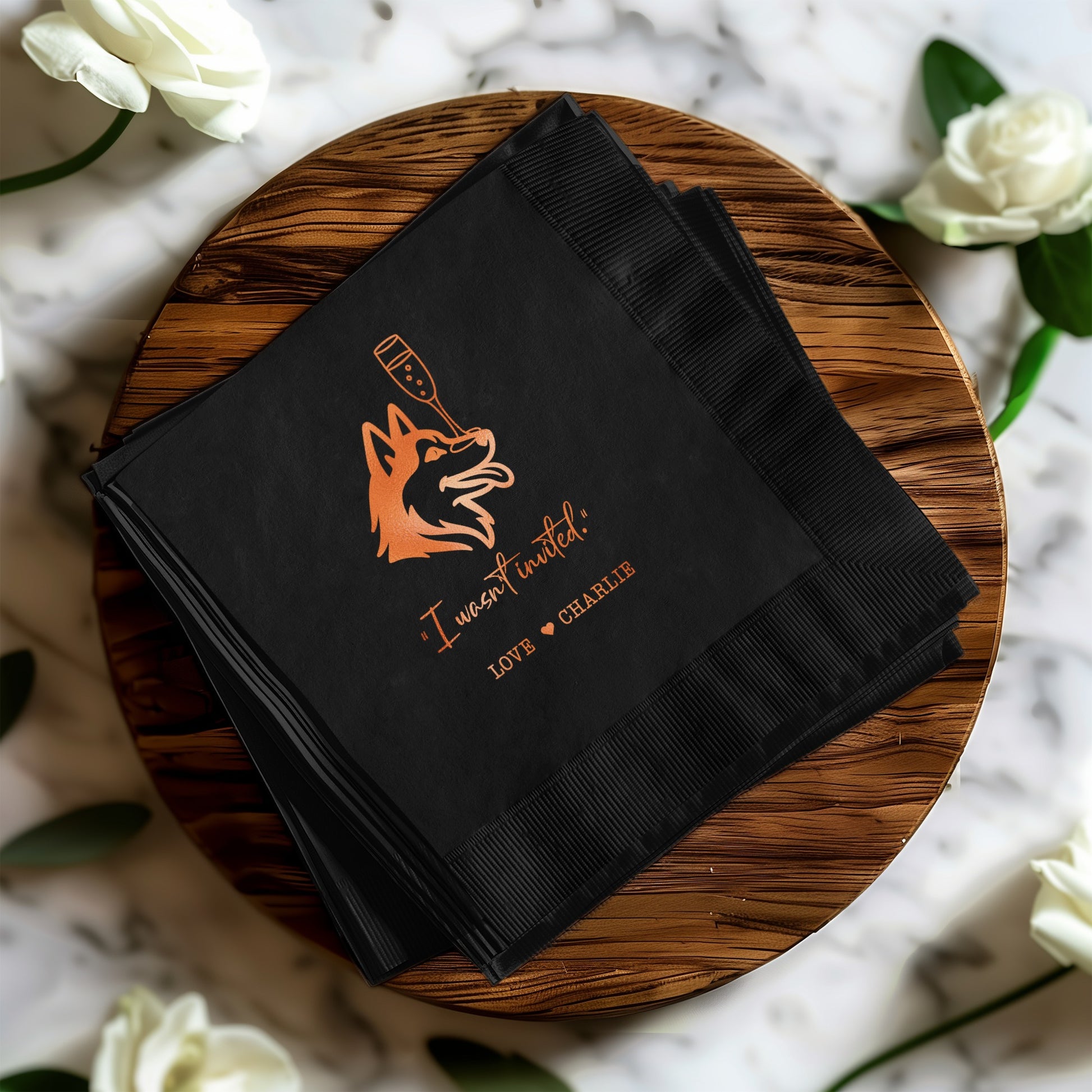 Black Dog Themed Personalized Party Napkins