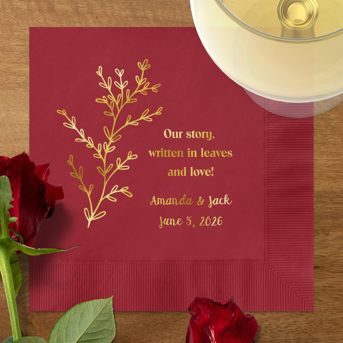 Personalized Red Napkins with Custom Wedding Design product type