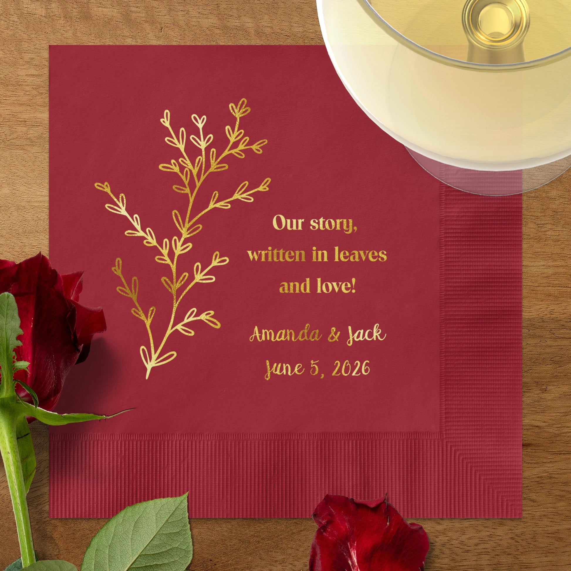 Personalized Red Napkins with Custom Wedding Design product type