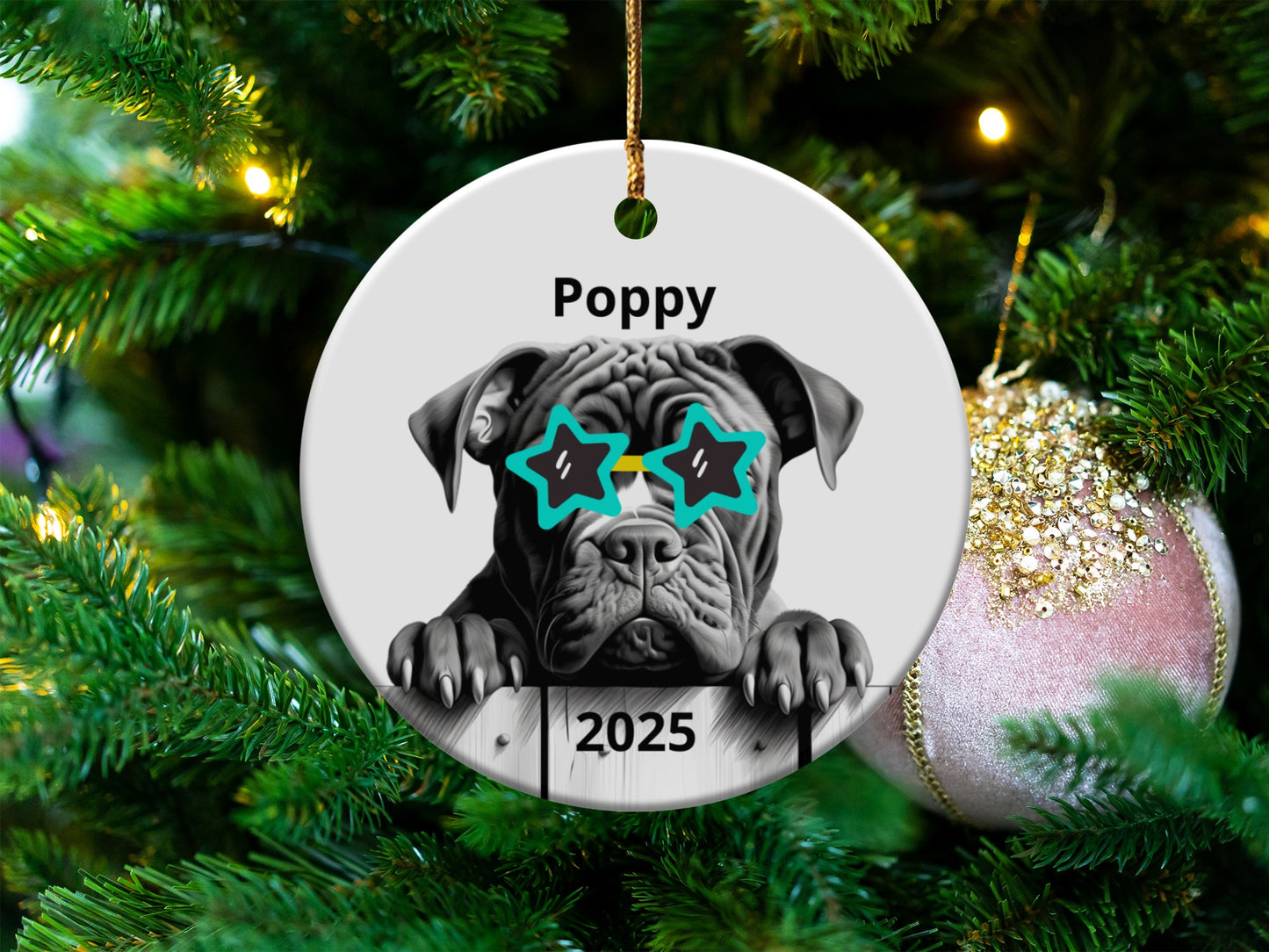 Personalized Dog Themed Poppy 2025 Ornament product type