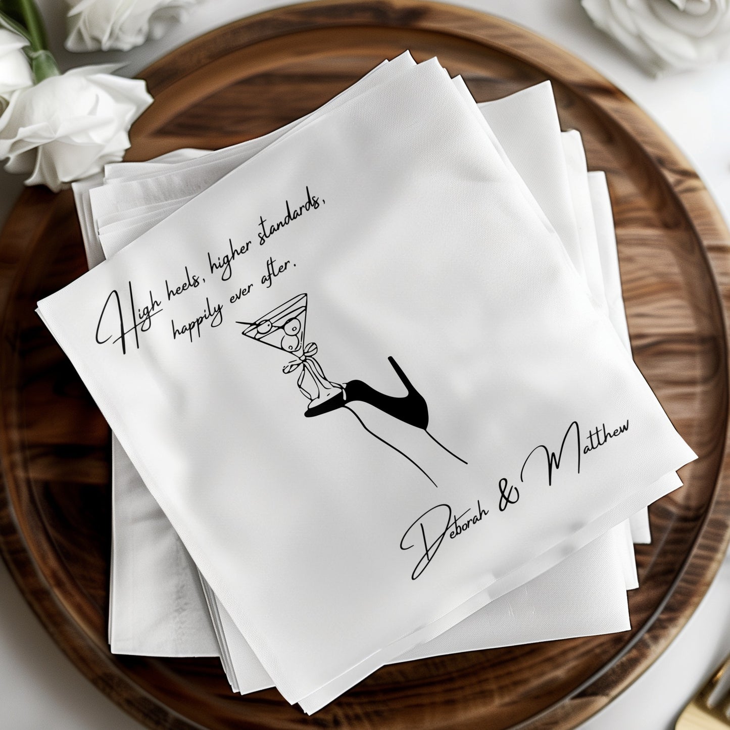 Personalized Wedding Napkins High Heels High Standards product type