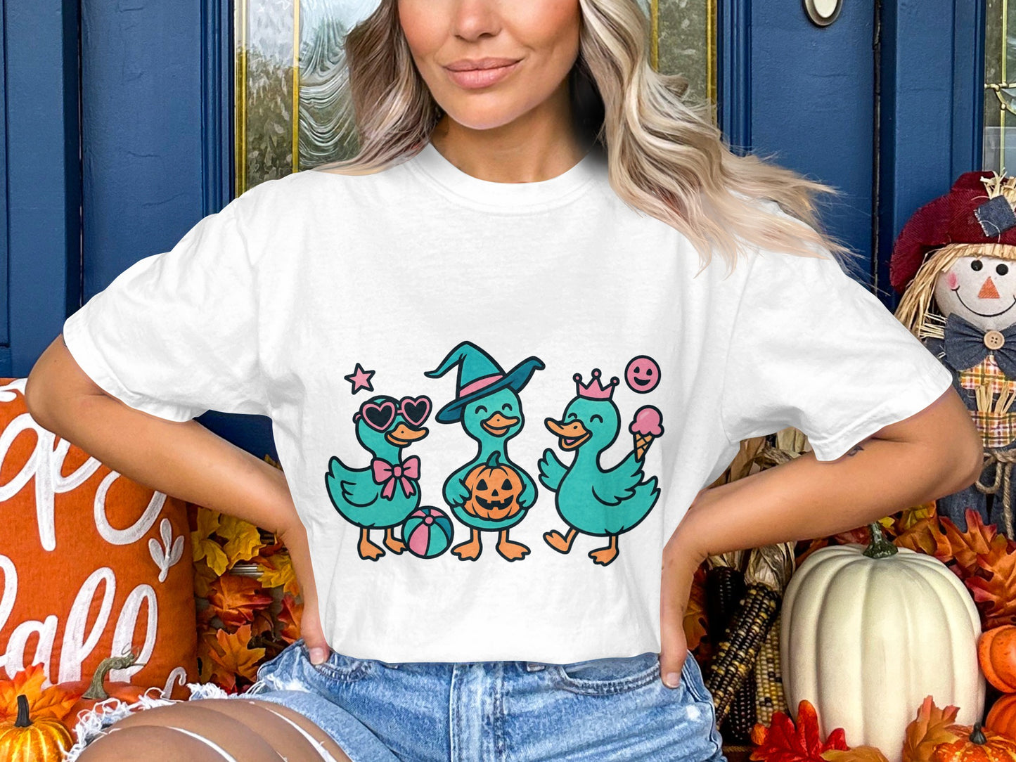 Cute Halloween Ducks T-Shirt, Whimsical Duck Graphics, Fall Festive Apparel, Family Friendly Holiday Tee