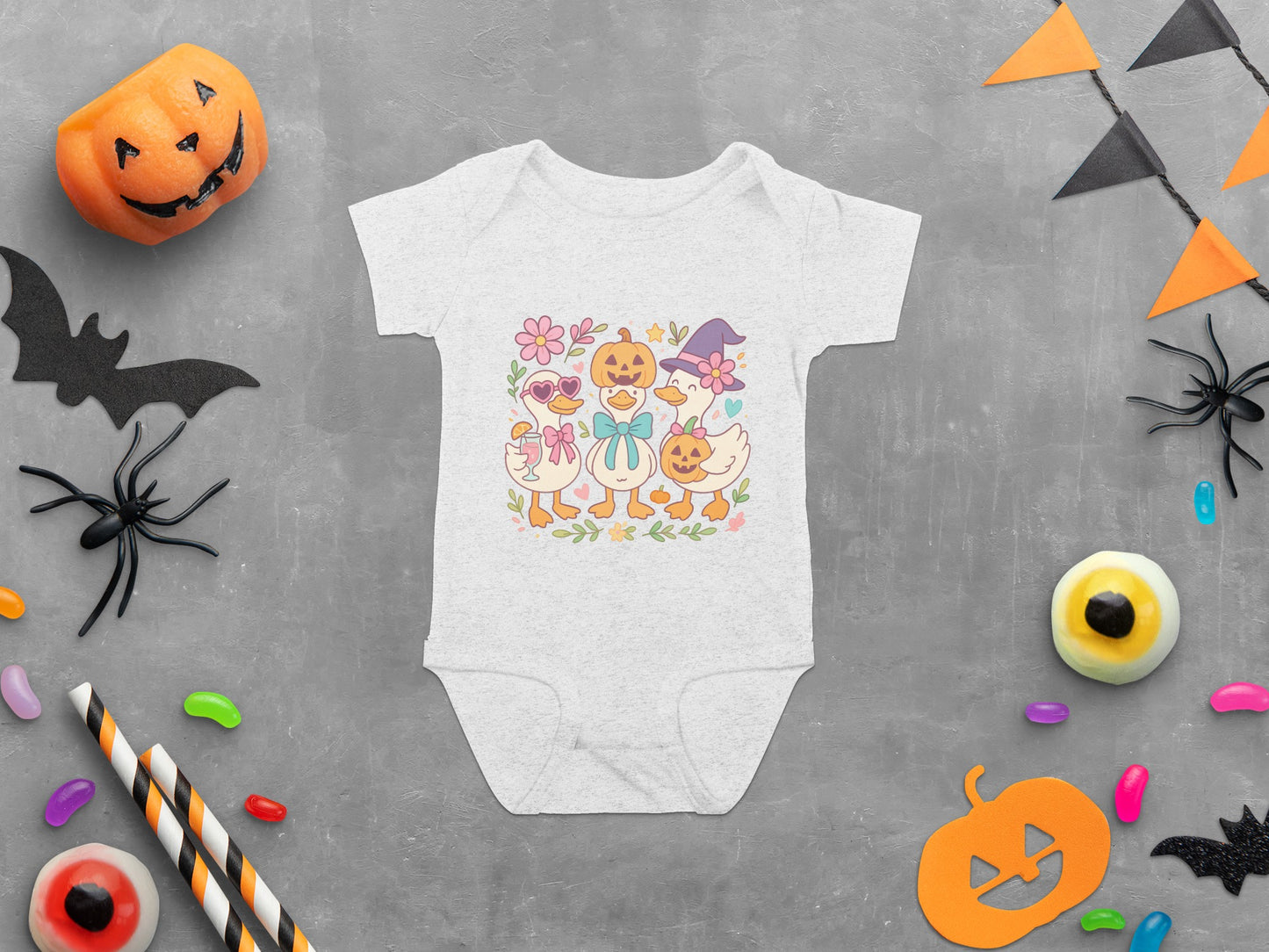 Halloween Baby Onesie, Cute Pumpkin Ghost Costume, Infant Fall Clothing, Trick or Treat Outfit