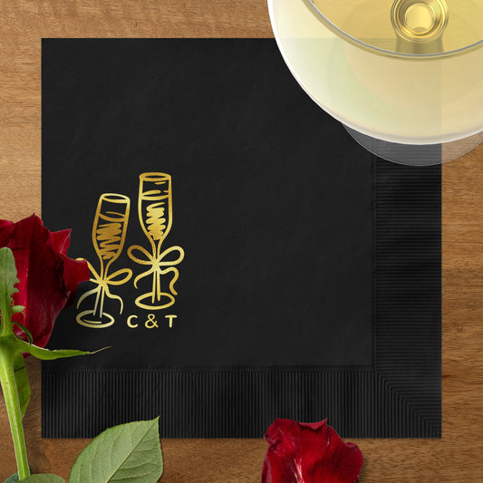 Elegant Celebratory Champagne Glasses Napkin product