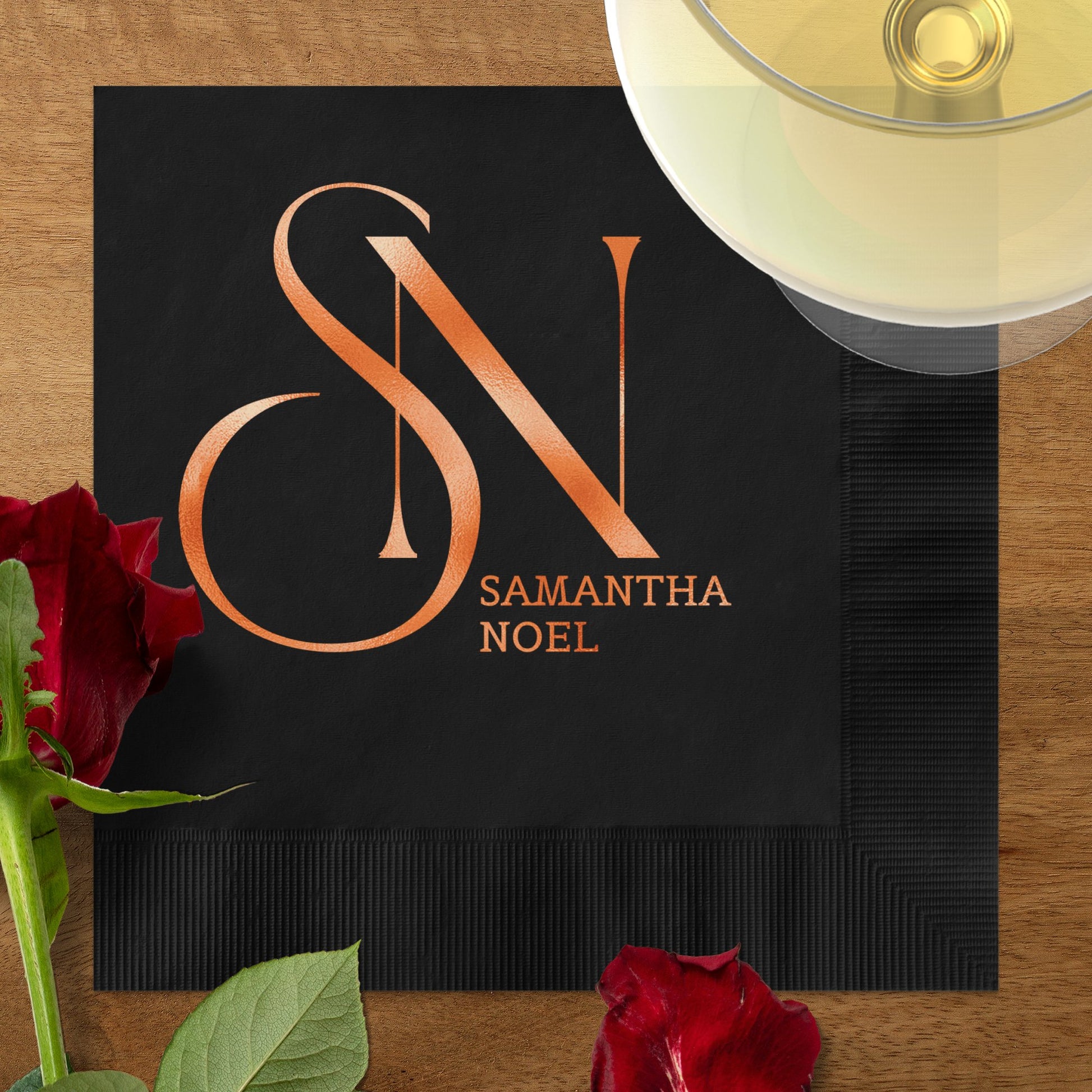 Personalized Monogrammed Black Beverage Napkin product