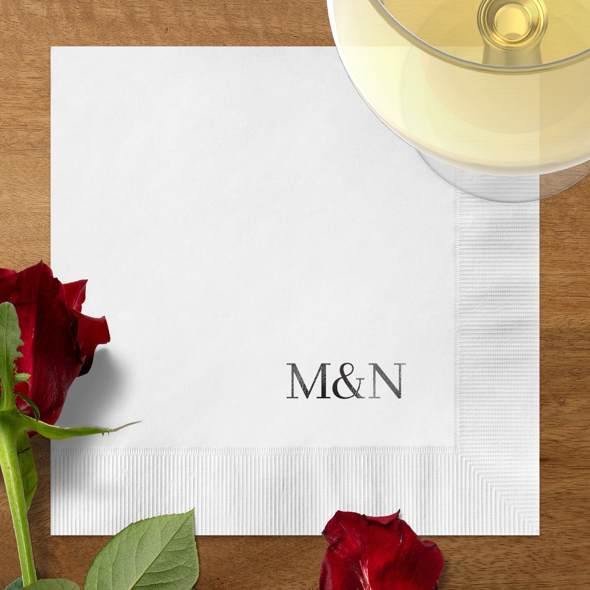 Elegant White Monogrammed M&N Napkin Product