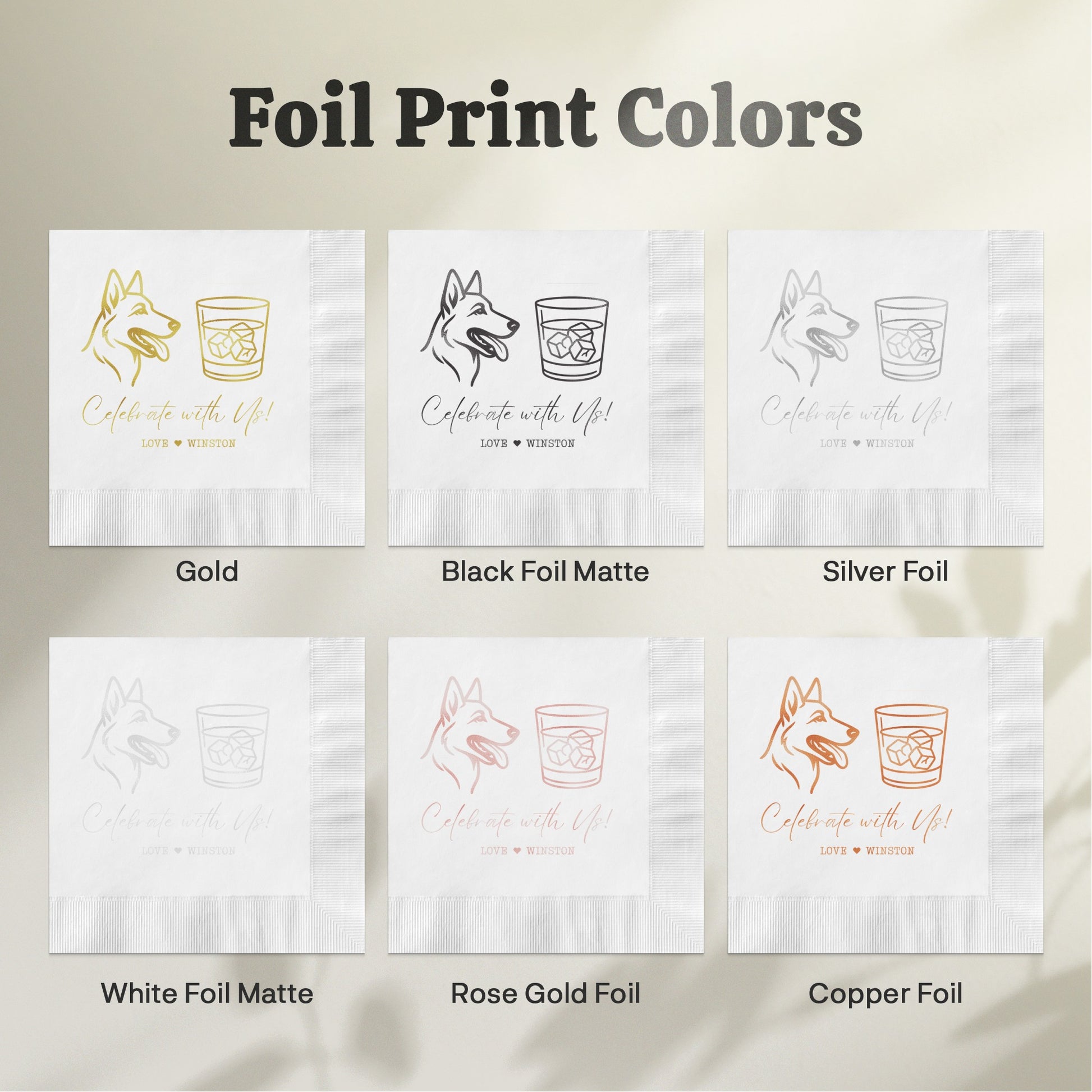 Celebrate with Us Custom Foil Print Napkins