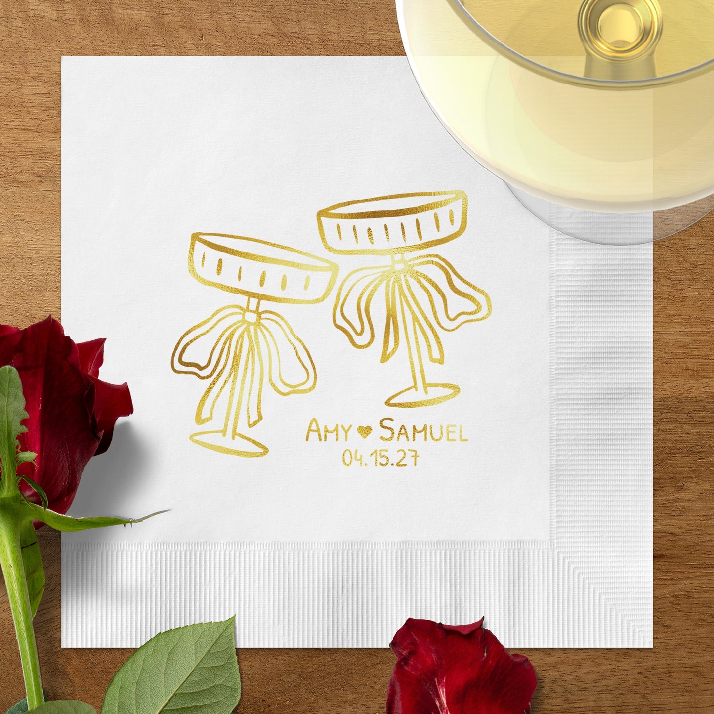 Personalized Champagne Flutes Wedding Napkin product
