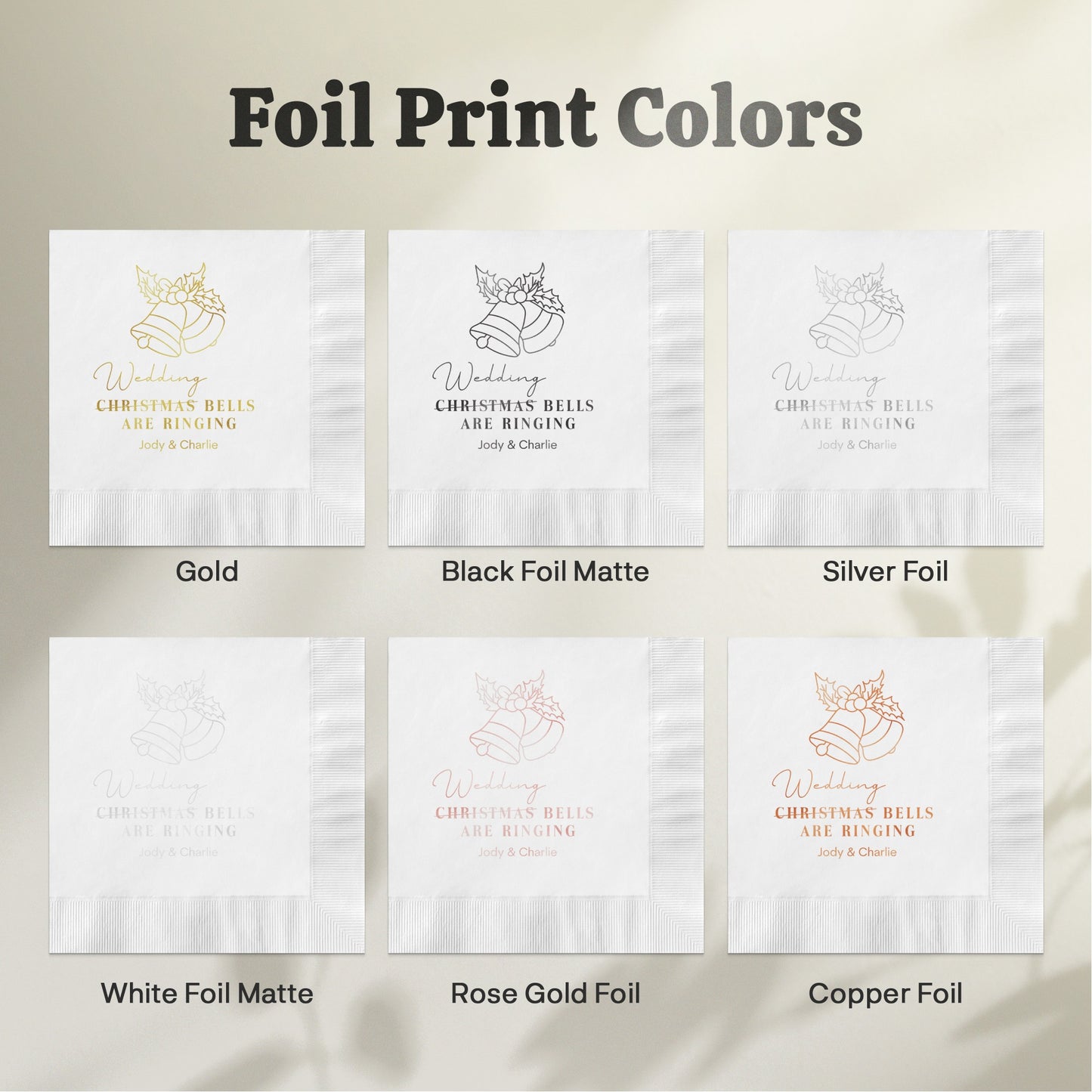 Custom Foil Print Colors Wedding Napkins Product