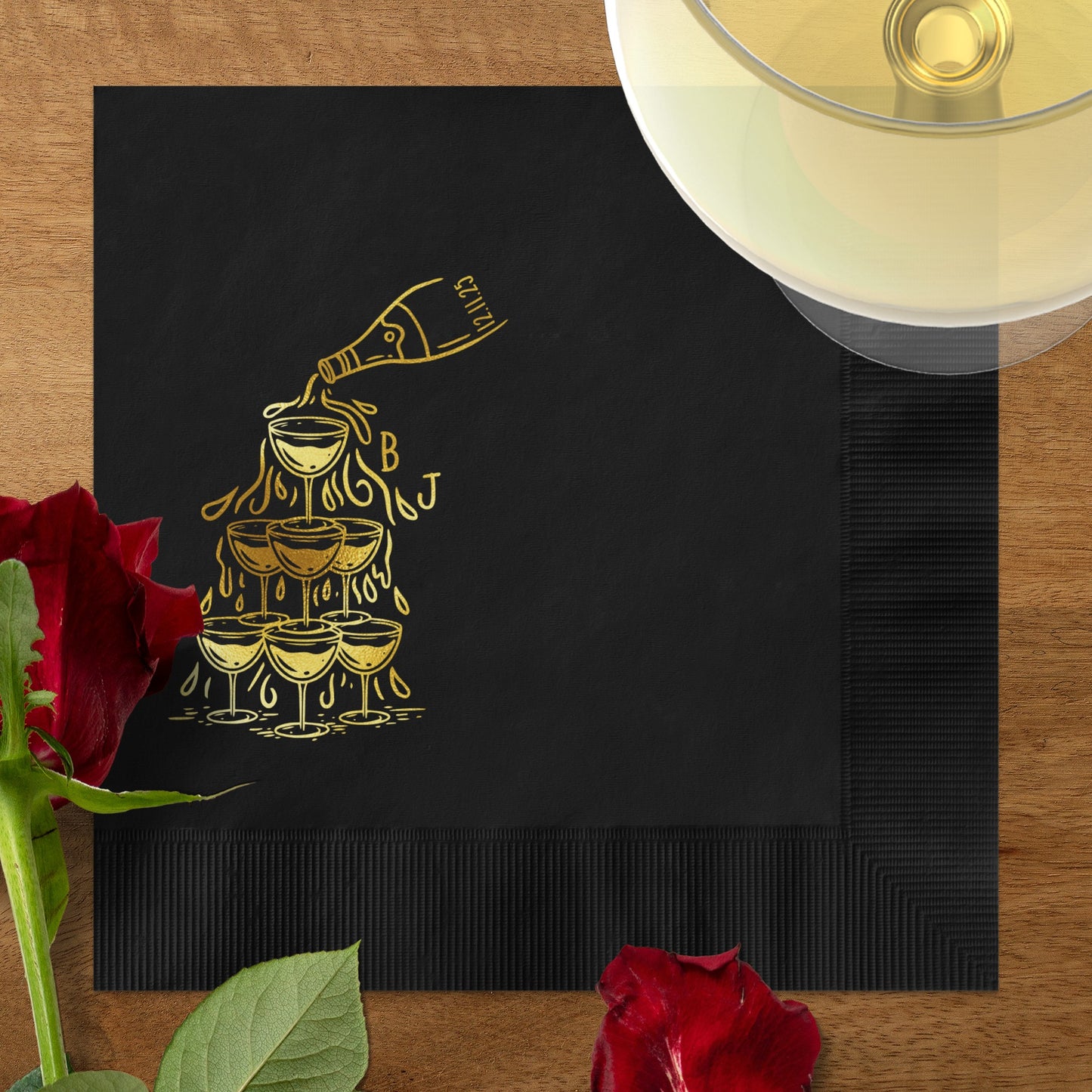 Elegant Black Napkins with Gold Design Party product