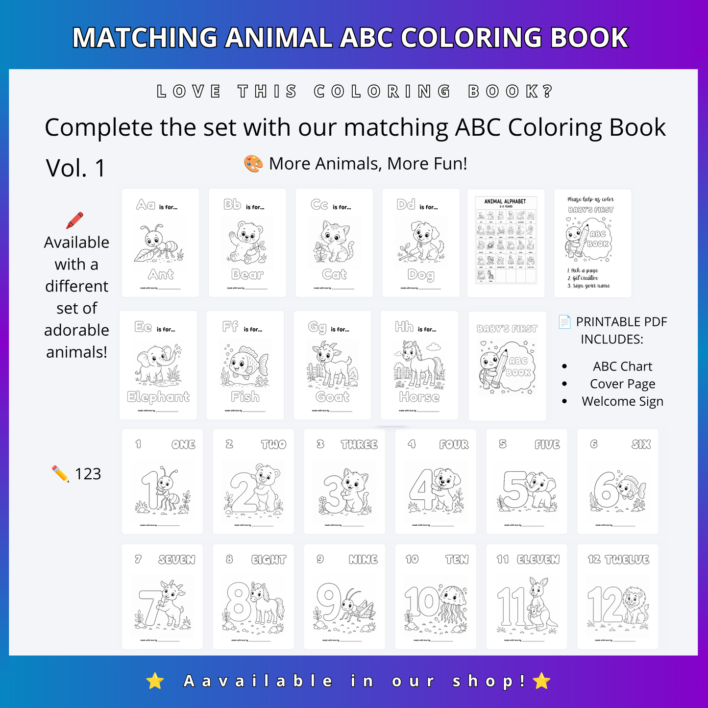 Amazon Book: BABY'S FIRST ABC Coloring Book, Animals from A to Z, Baby Shower Activity & Keepsake: Color, Sign, Treasure
