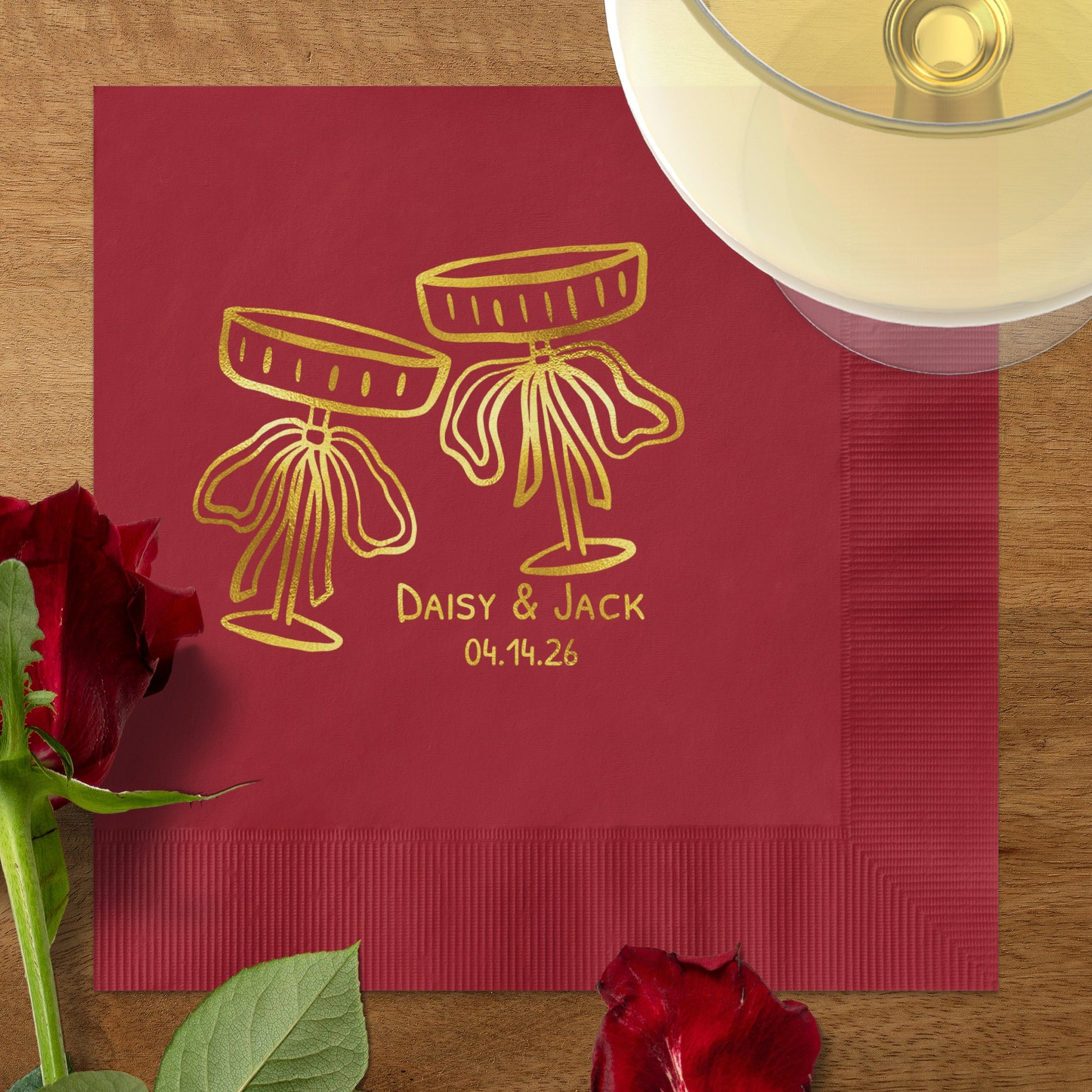 Personalized Red Cocktail Napkins for Wedding Product