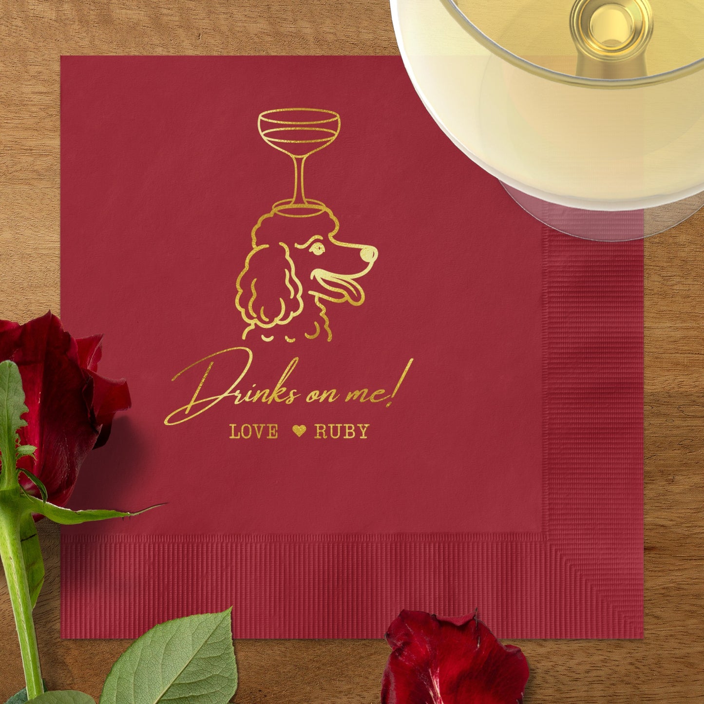 Personalized Drinks On Me Custom Napkins