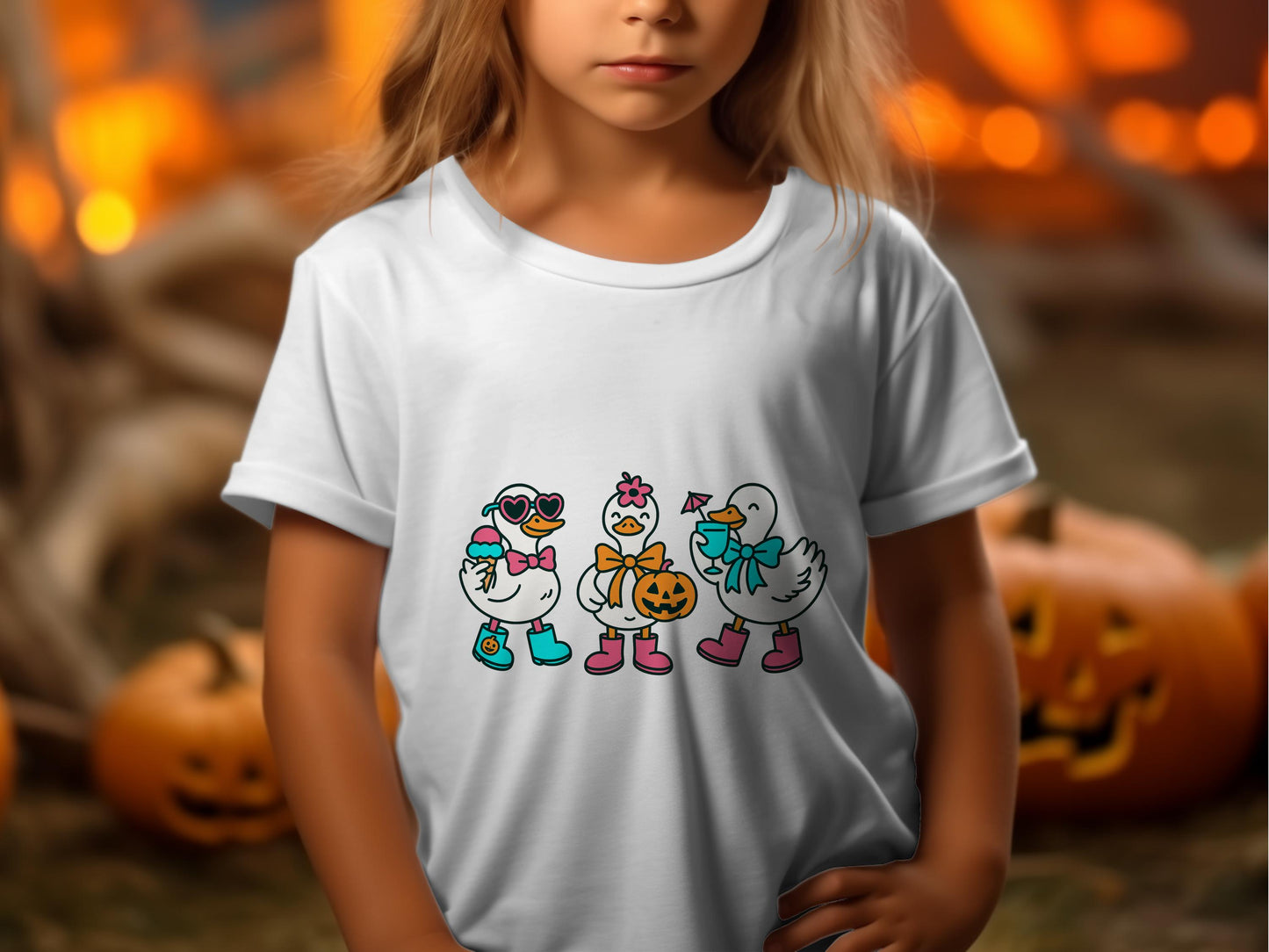 Kids Halloween T-Shirt, Cute Cartoon Ghosts and Pumpkins, Children's Fall Apparel, Spooky Fun Tee, October Holiday Clothing