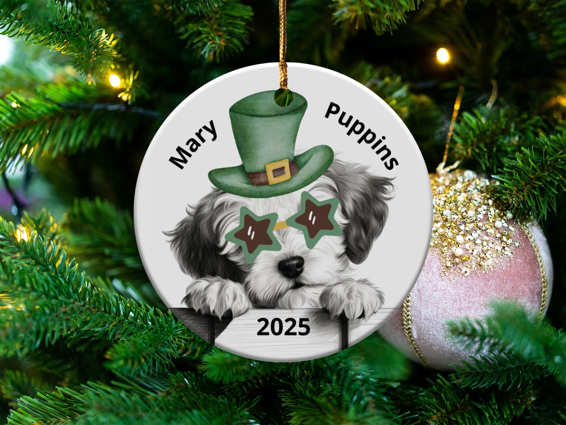 Personalized Cute Dog Christmas Ornament product