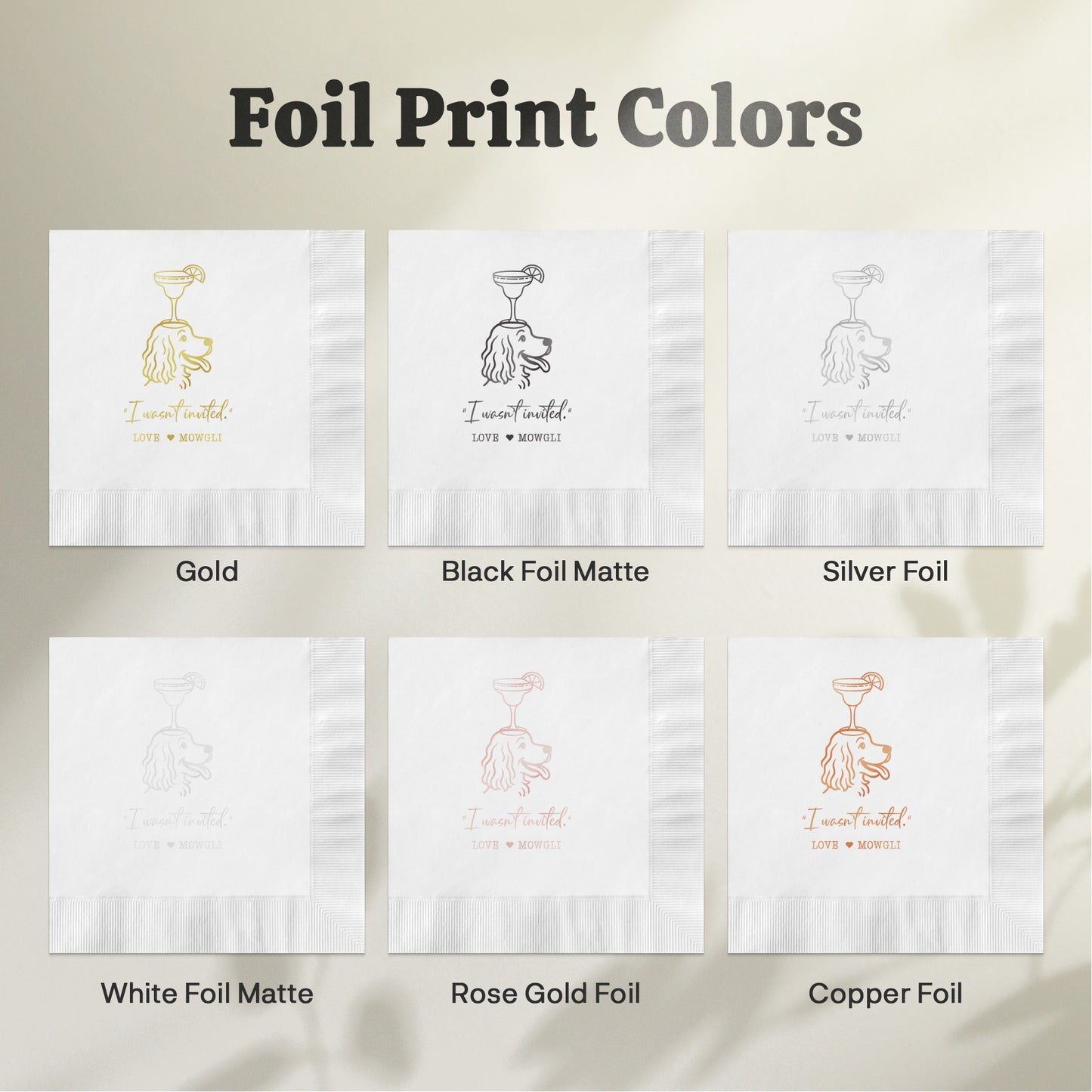 Foil Print Colors Personalized Napkin Collection