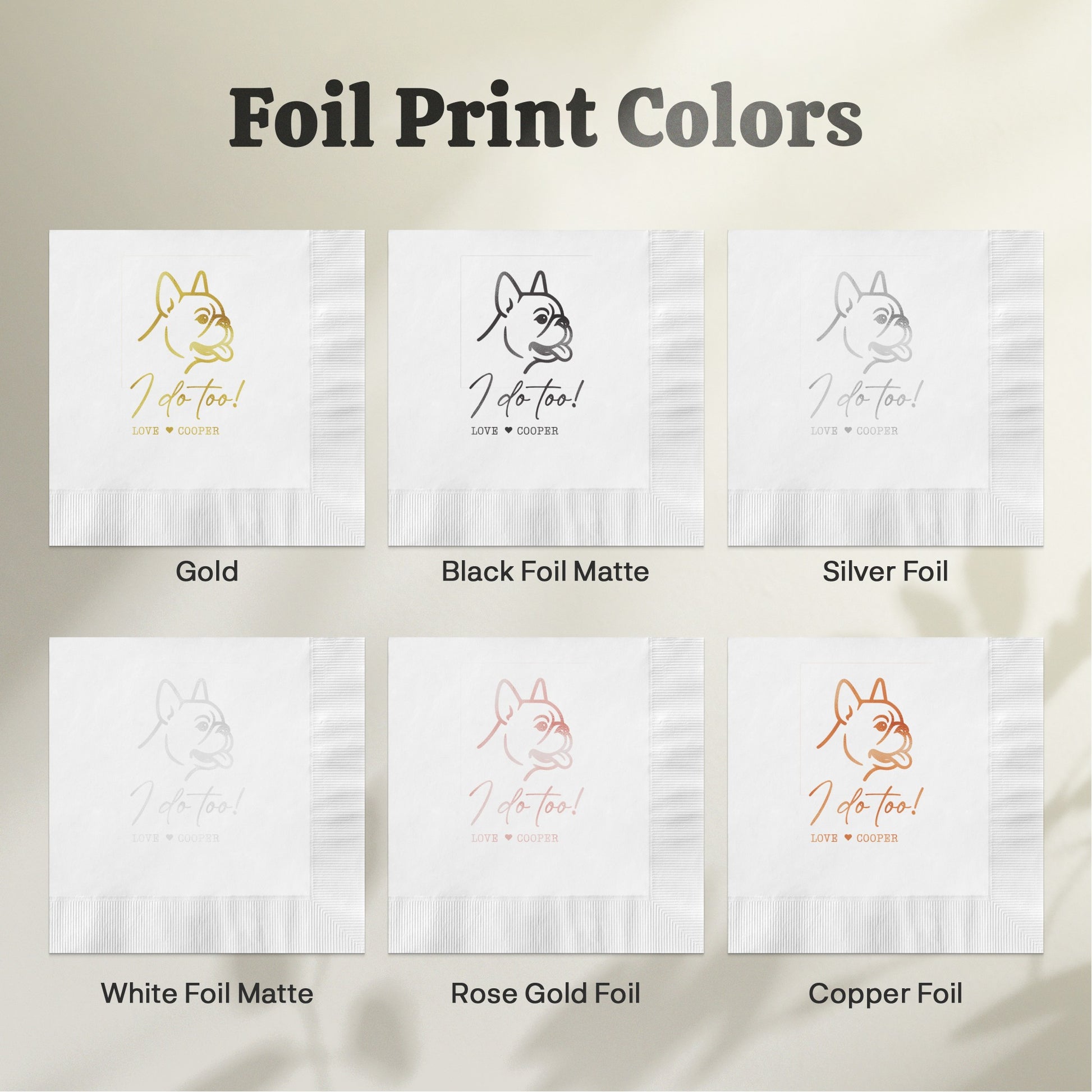 Custom Foil Print Colors for Weddings and Events