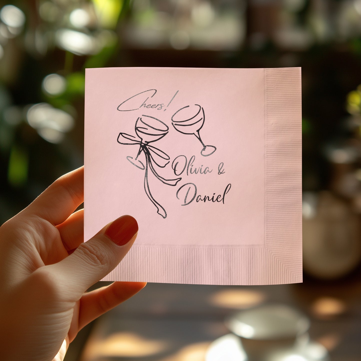 Cheers Olivia and Daniel Custom Napkin product