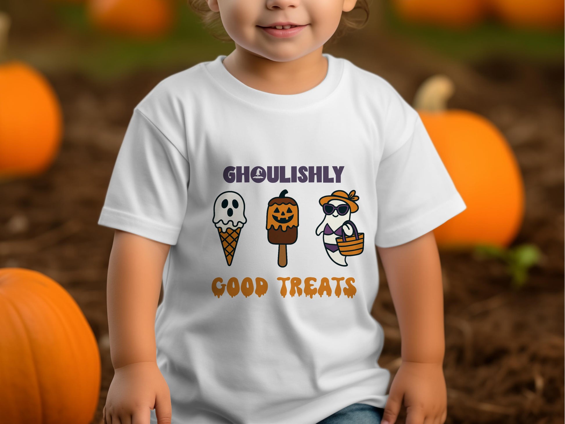 Toddler Halloween T-Shirt, Cute Pumpkin and Ghost Graphic, Fall Season Kids Fashion, Soft Cotton, Unisex Child Shirt, Festive Apparel