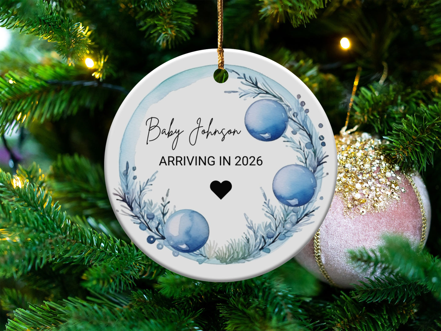 Baby Johnson Arriving In 2026 Ornament Christmas Tree product